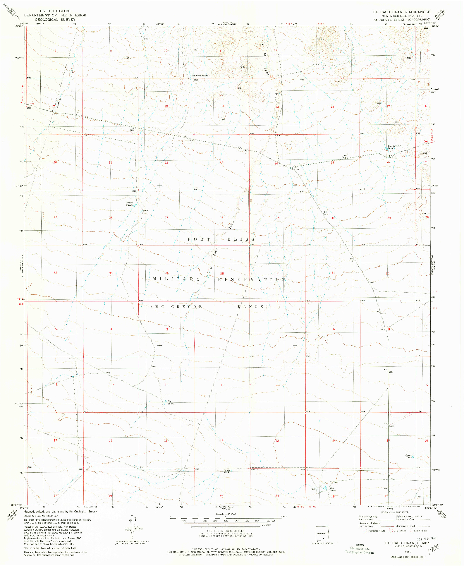 USGS 1:24000-SCALE QUADRANGLE FOR EL PASO DRAW, NM 1980