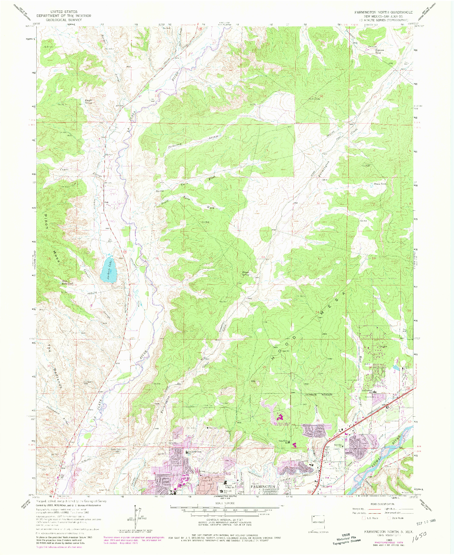 USGS 1:24000-SCALE QUADRANGLE FOR FARMINGTON NORTH, NM 1963