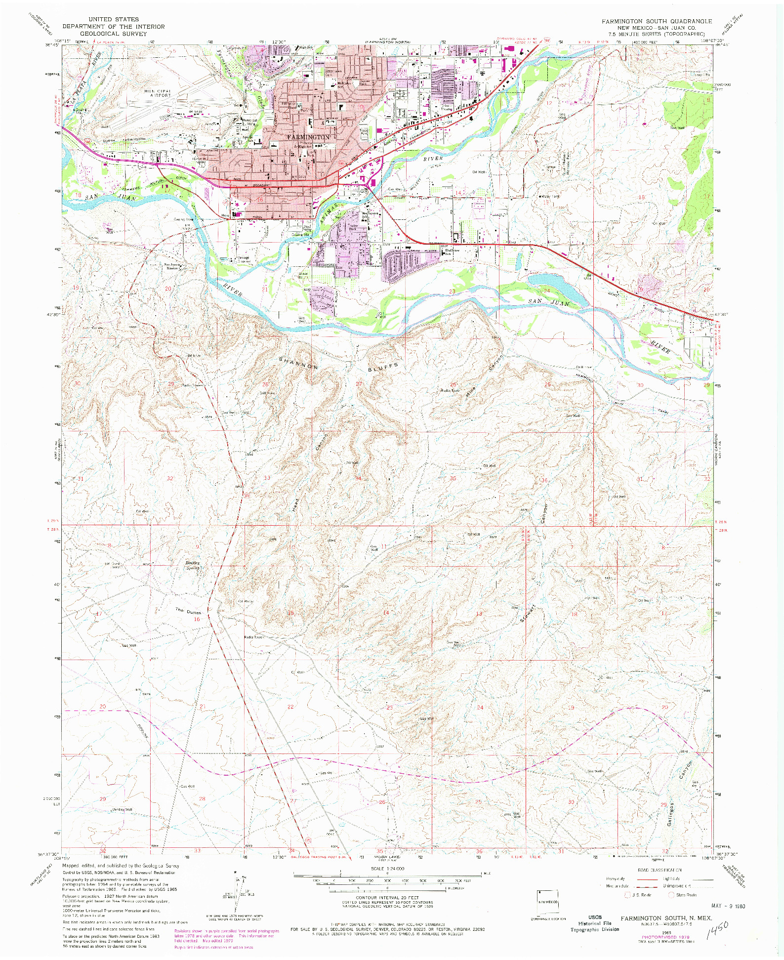 USGS 1:24000-SCALE QUADRANGLE FOR FARMINGTON SOUTH, NM 1965