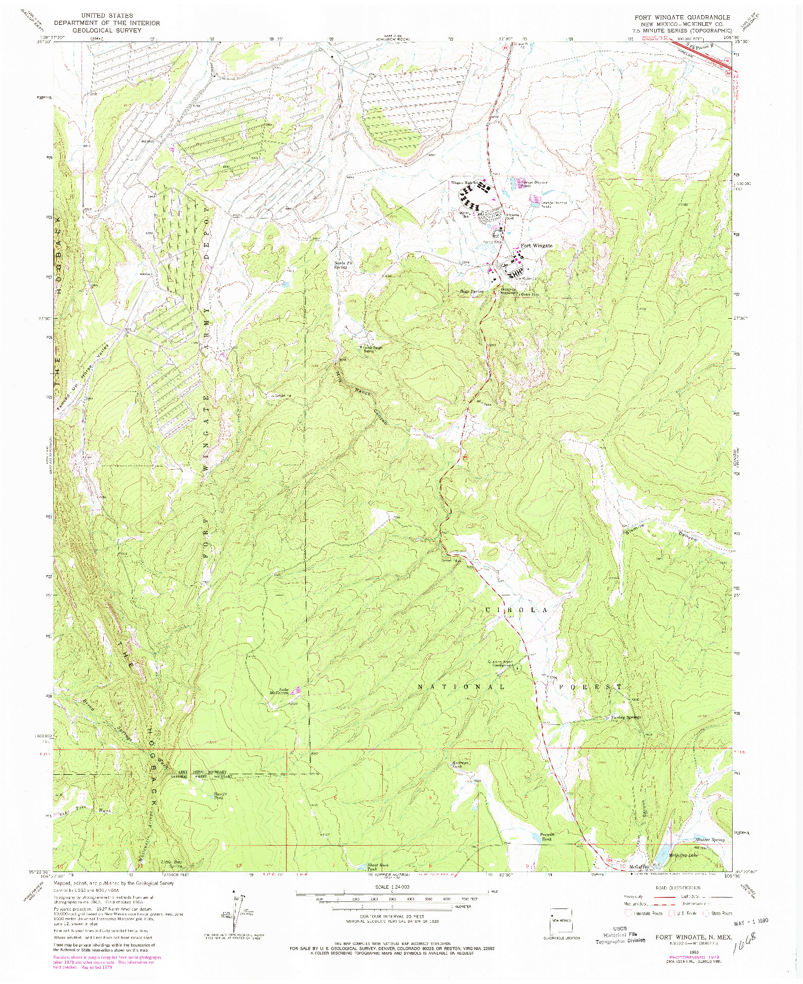 USGS 1:24000-SCALE QUADRANGLE FOR FORT WINGATE, NM 1963