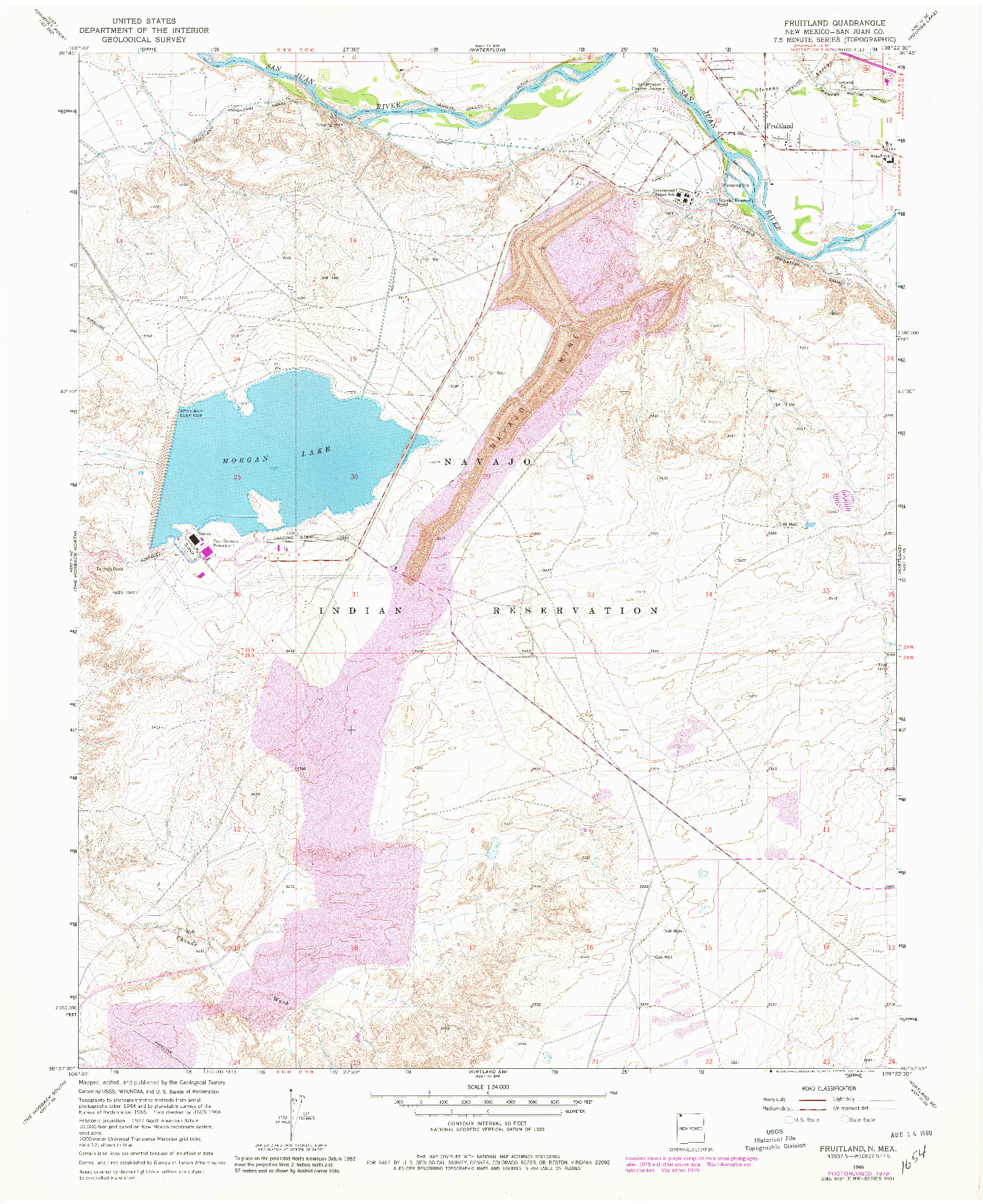 USGS 1:24000-SCALE QUADRANGLE FOR FRUITLAND, NM 1966