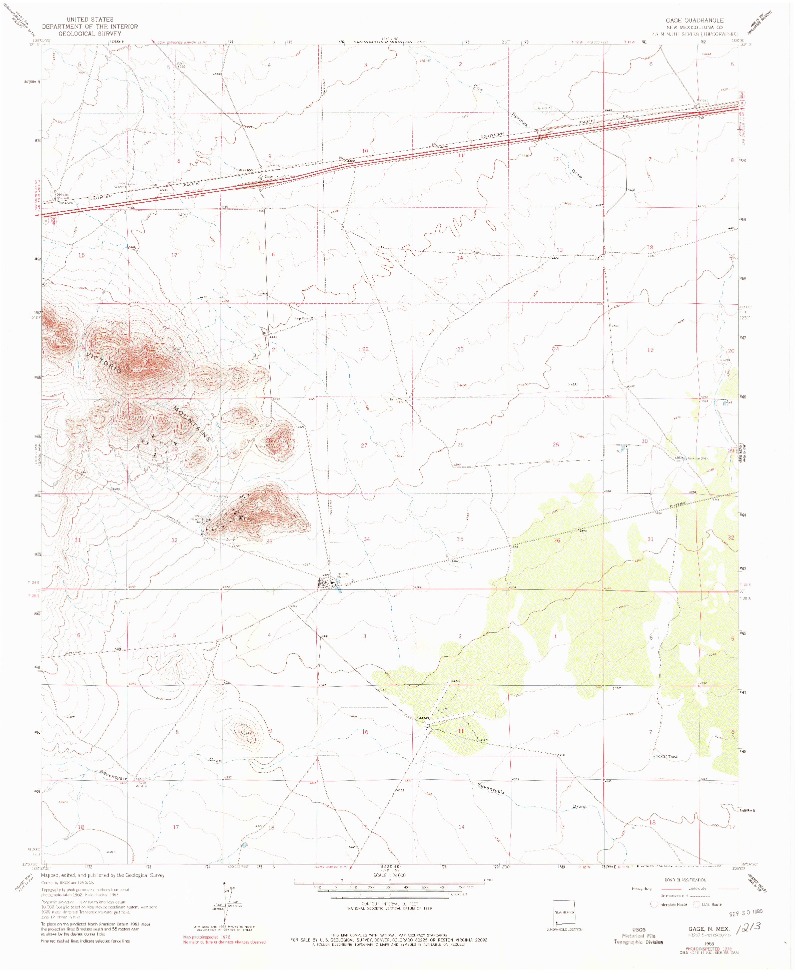 USGS 1:24000-SCALE QUADRANGLE FOR GAGE, NM 1963