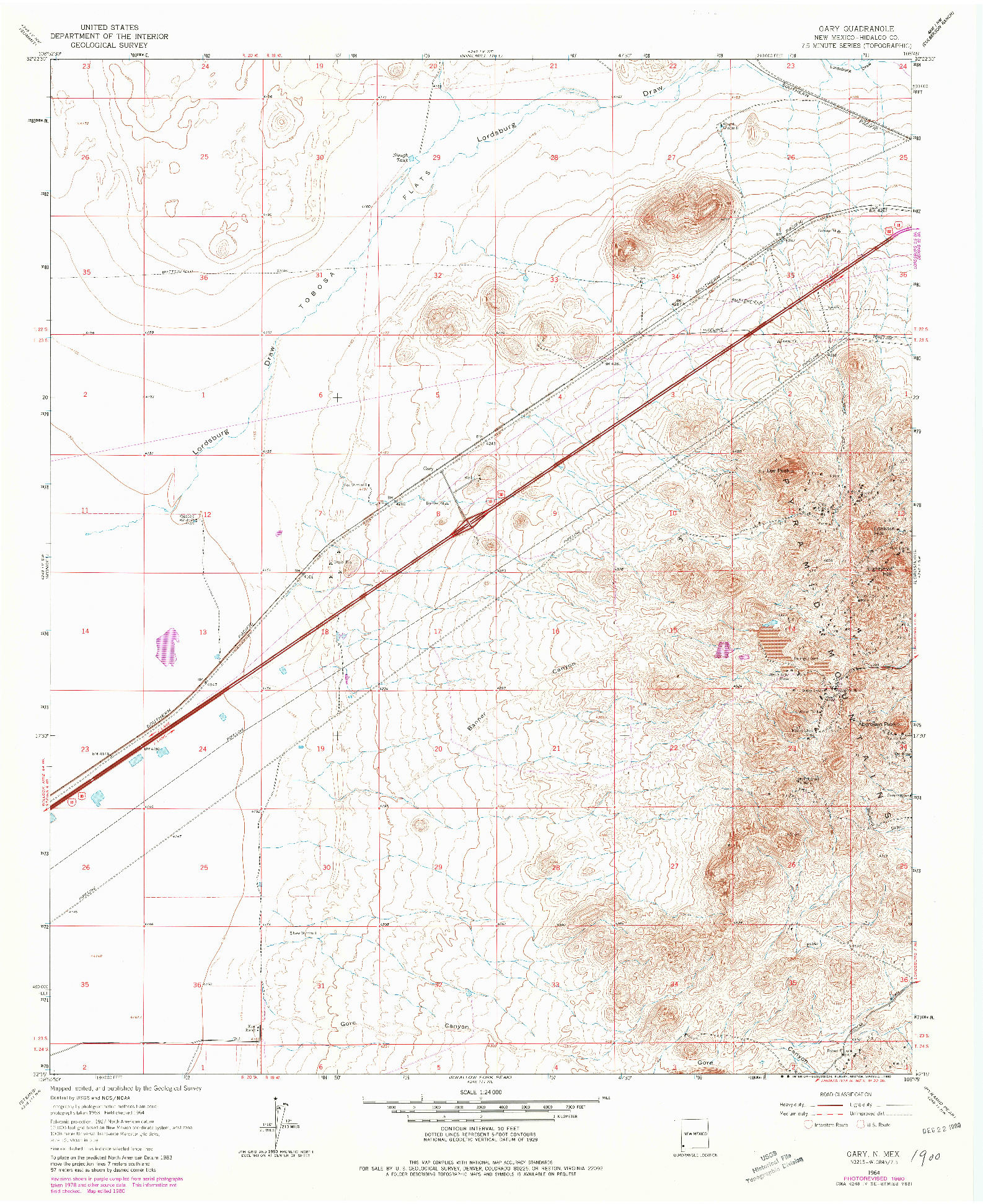 USGS 1:24000-SCALE QUADRANGLE FOR GARY, NM 1964