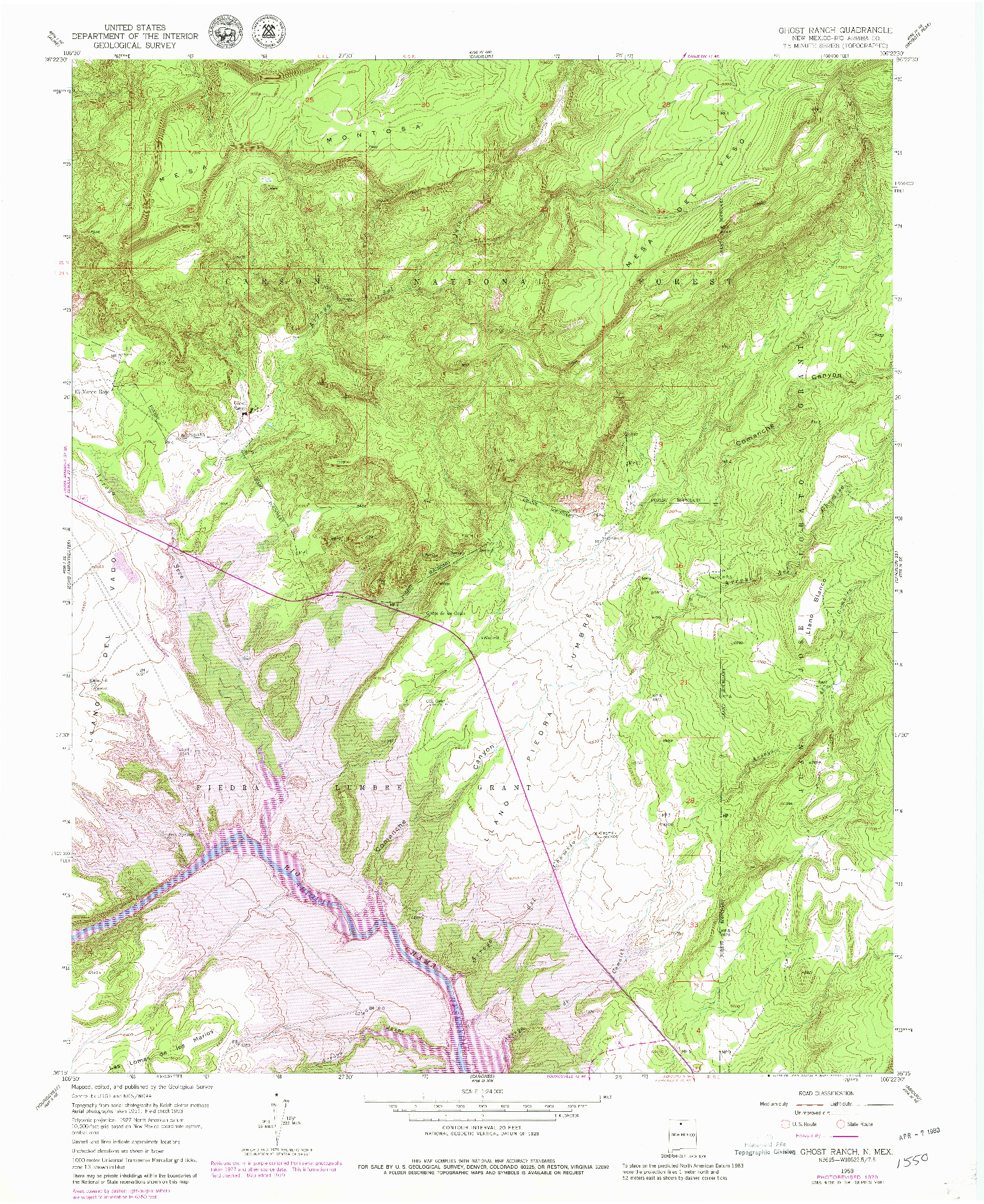 USGS 1:24000-SCALE QUADRANGLE FOR GHOST RANCH, NM 1953