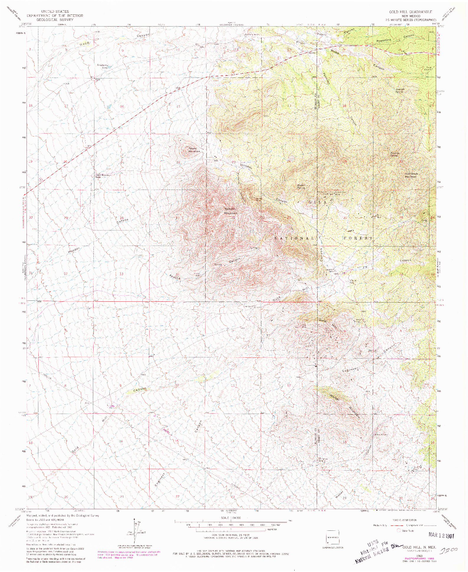 USGS 1:24000-SCALE QUADRANGLE FOR GOLD HILL, NM 1963