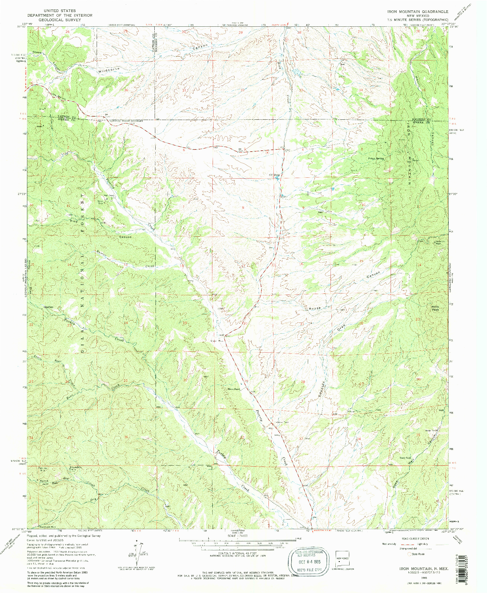 USGS 1:24000-SCALE QUADRANGLE FOR IRON MOUNTAIN, NM 1965