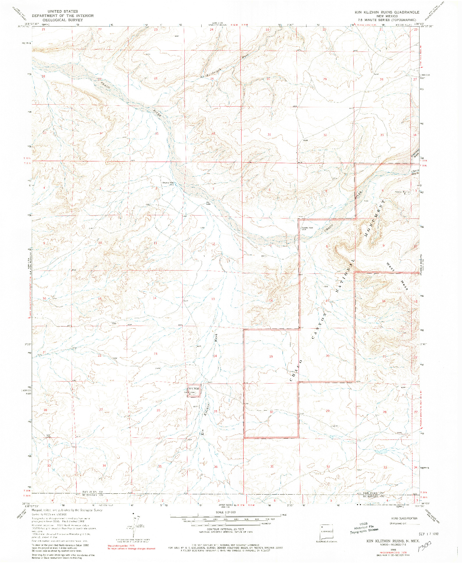 USGS 1:24000-SCALE QUADRANGLE FOR KIN KLIZHIN RUINS, NM 1966