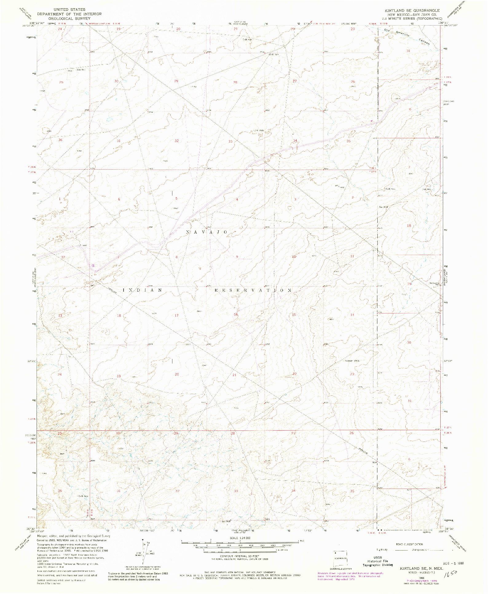 USGS 1:24000-SCALE QUADRANGLE FOR KIRTLAND SE, NM 1966