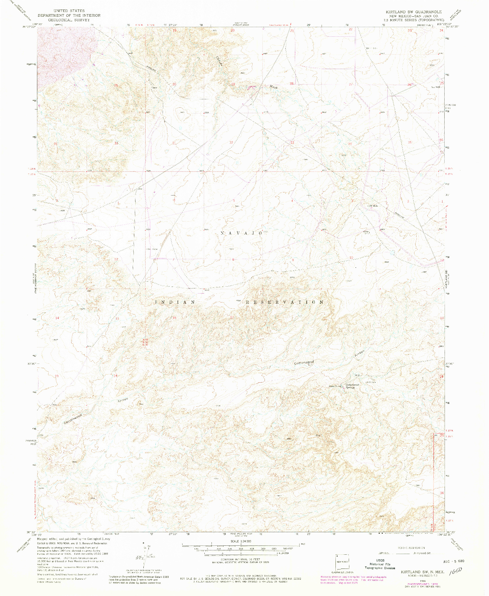 USGS 1:24000-SCALE QUADRANGLE FOR KIRTLAND SW, NM 1966
