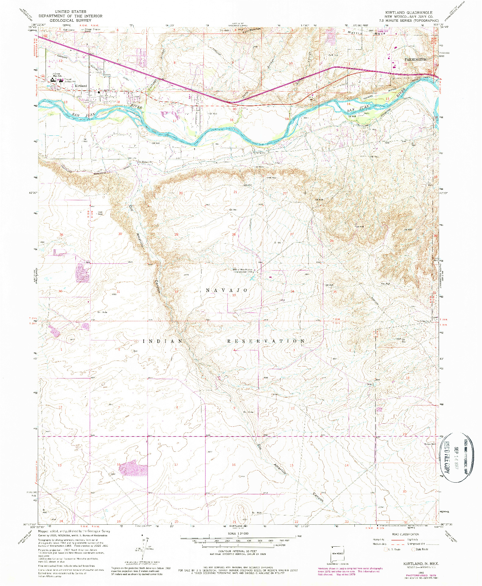 USGS 1:24000-SCALE QUADRANGLE FOR KIRTLAND, NM 1966