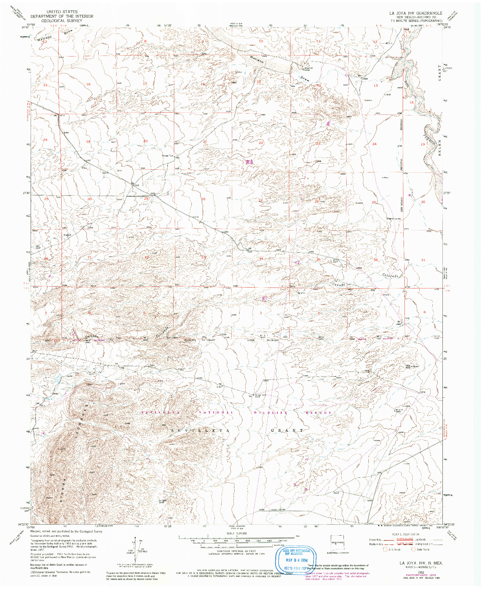 USGS 1:24000-SCALE QUADRANGLE FOR LA JOYA NW, NM 1952