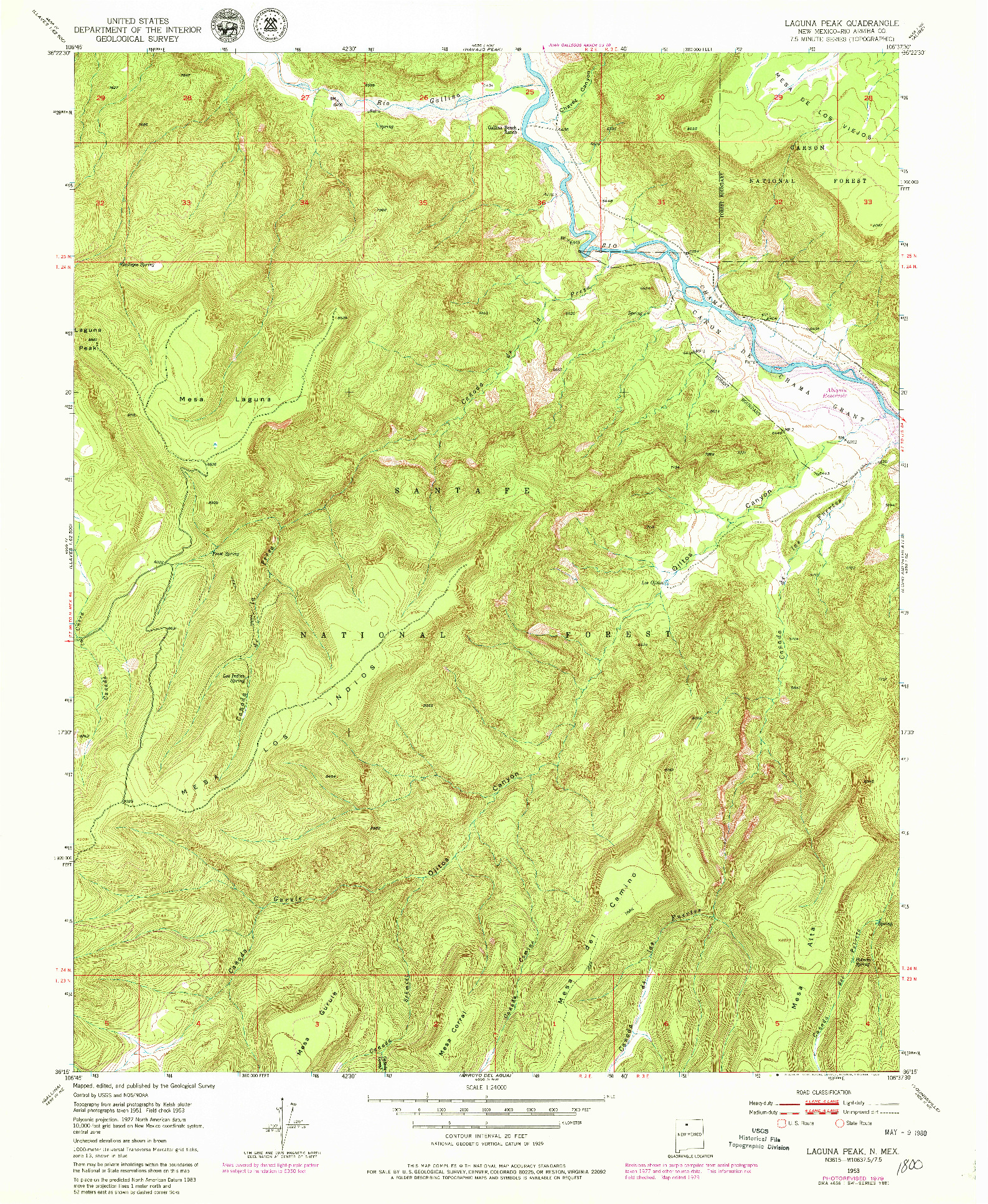 USGS 1:24000-SCALE QUADRANGLE FOR LAGUNA PEAK, NM 1953