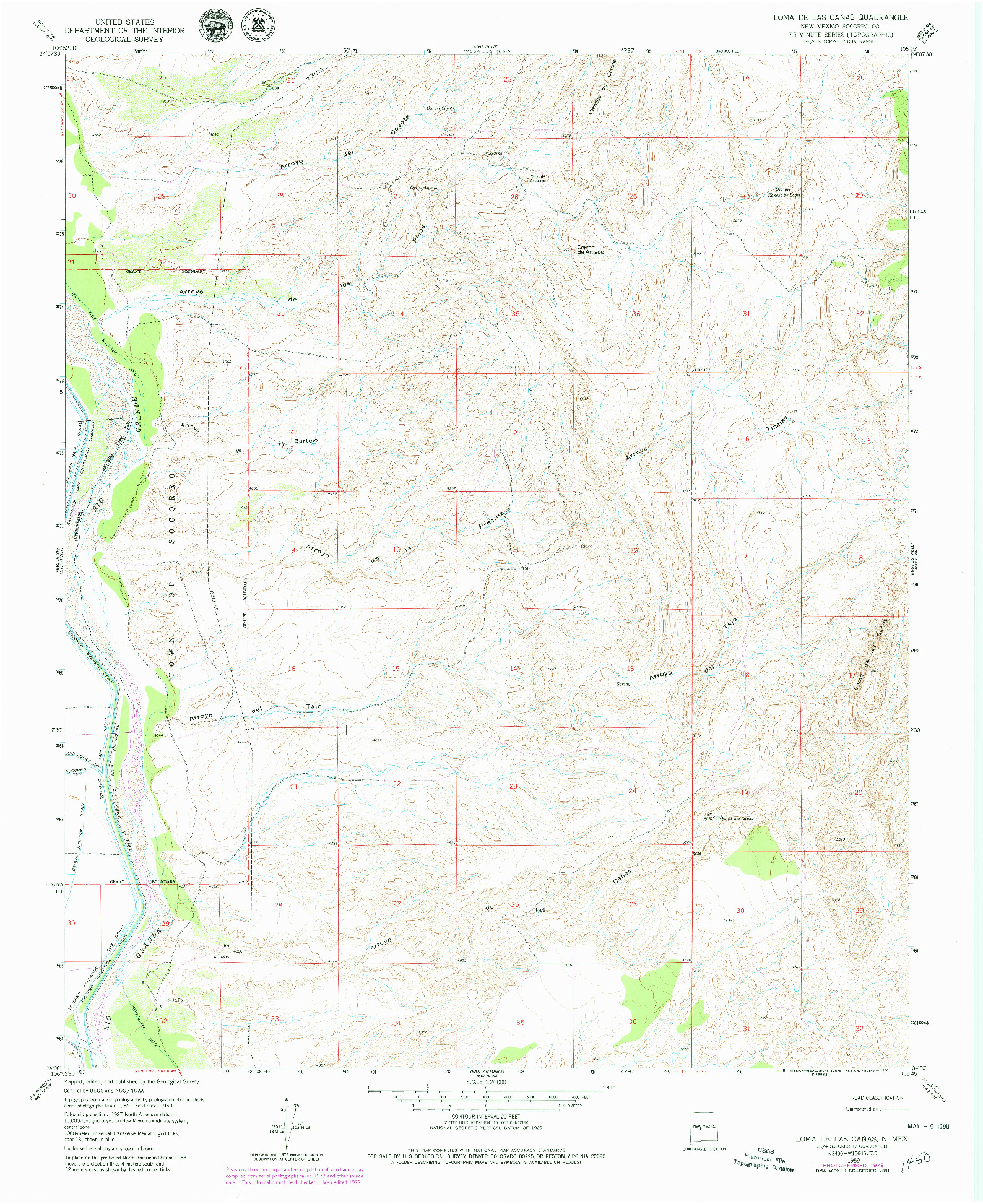USGS 1:24000-SCALE QUADRANGLE FOR LOMA DE LAS CANAS, NM 1959