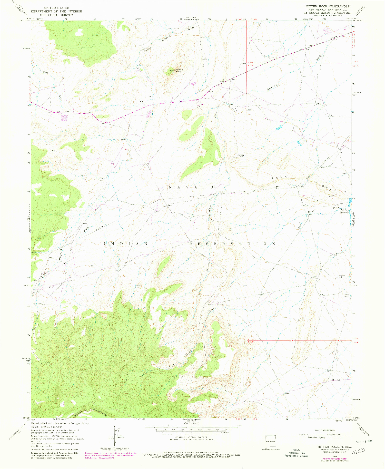 USGS 1:24000-SCALE QUADRANGLE FOR MITTEN ROCK, NM 1966