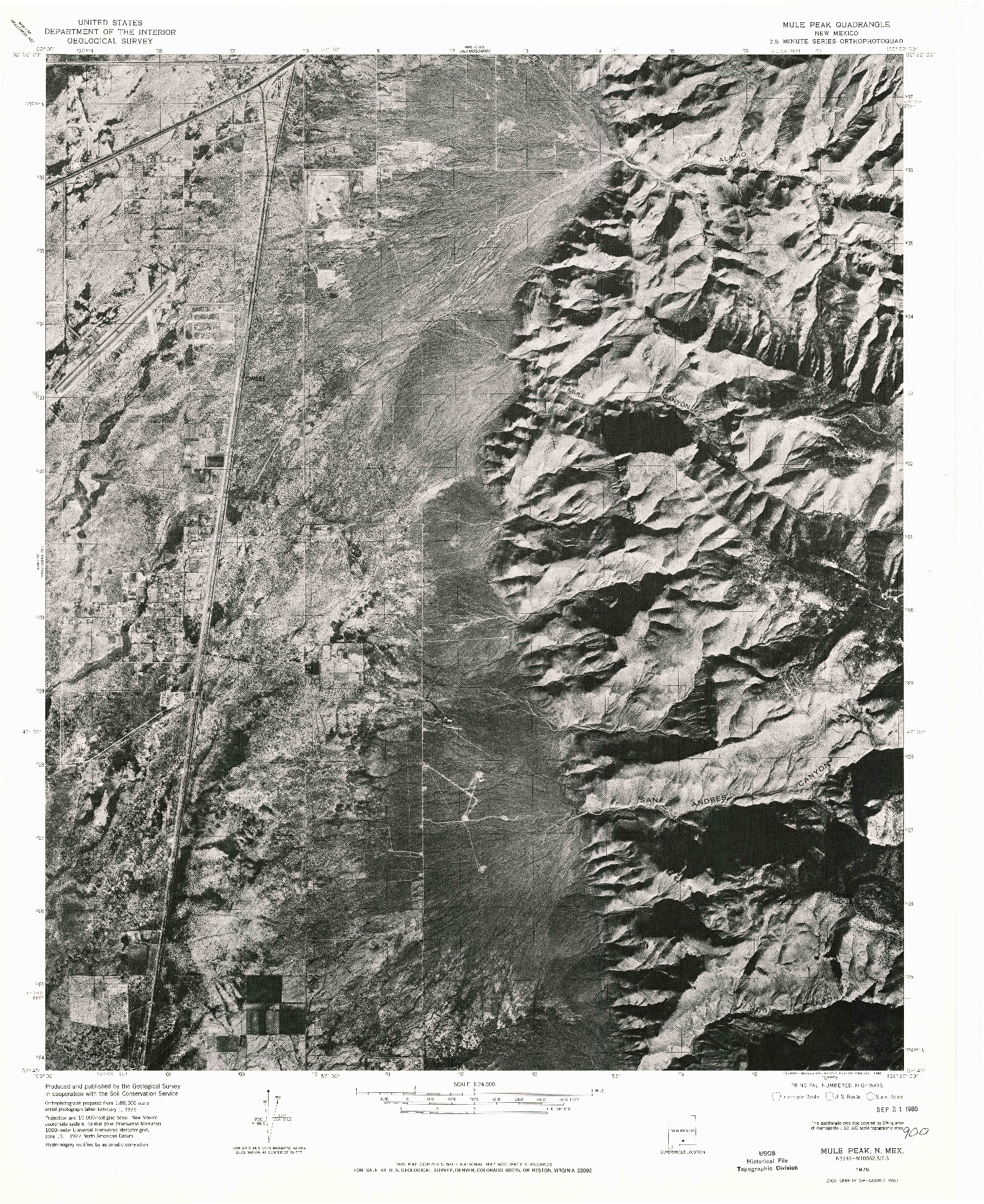 USGS 1:24000-SCALE QUADRANGLE FOR MULE PEAK, NM 1976