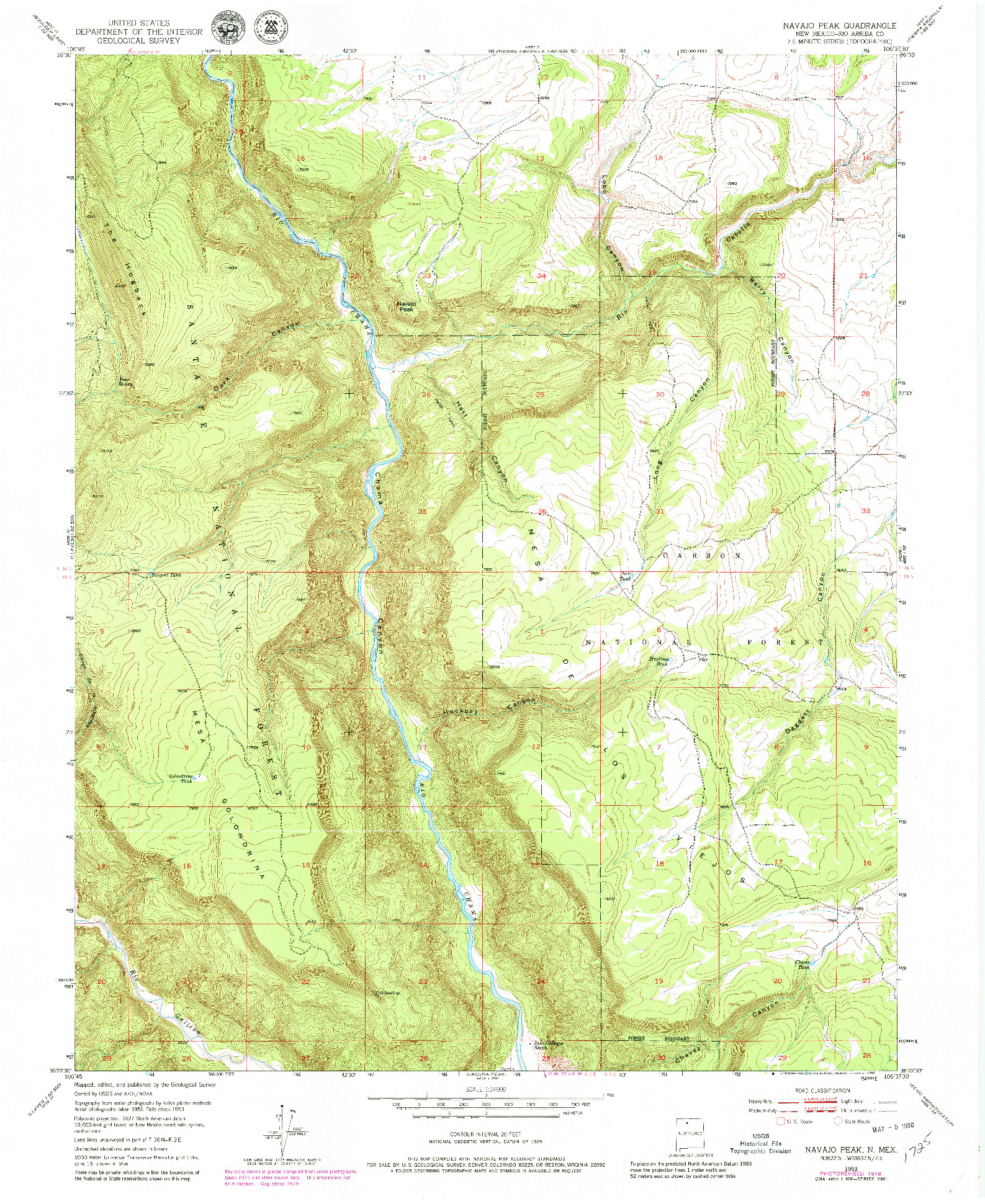 USGS 1:24000-SCALE QUADRANGLE FOR NAVAJO PEAK, NM 1953