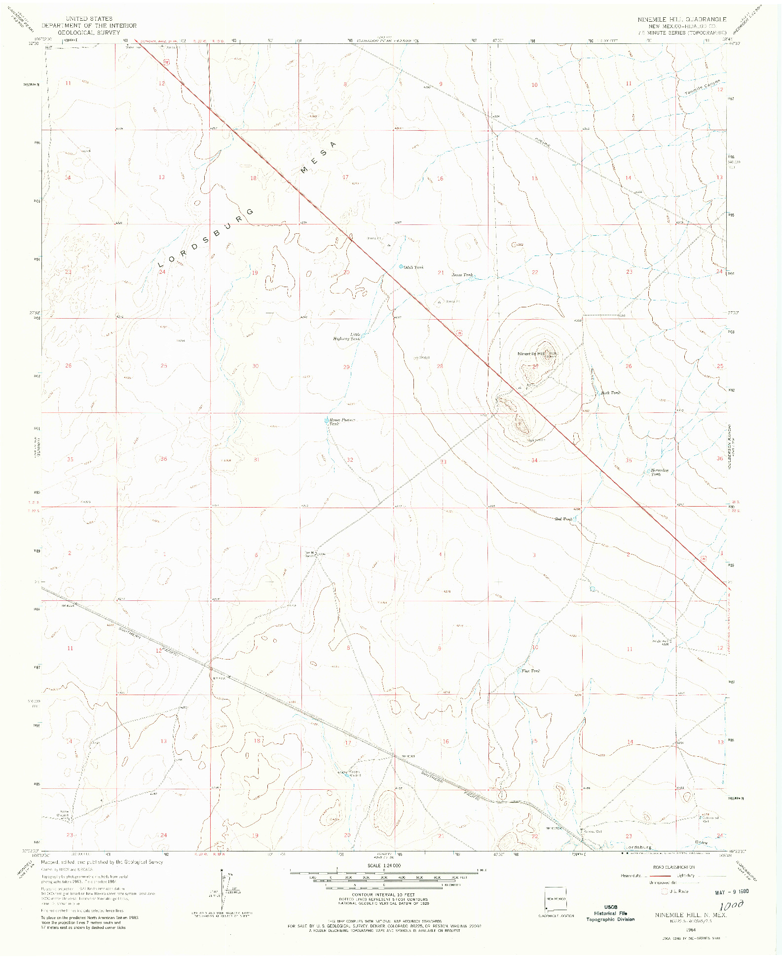 USGS 1:24000-SCALE QUADRANGLE FOR NINEMILE HILL, NM 1964
