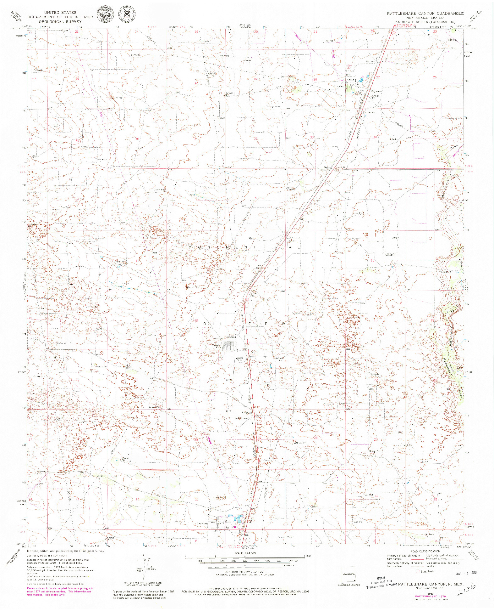 USGS 1:24000-SCALE QUADRANGLE FOR RATTLESNAKE CANYON, NM 1969