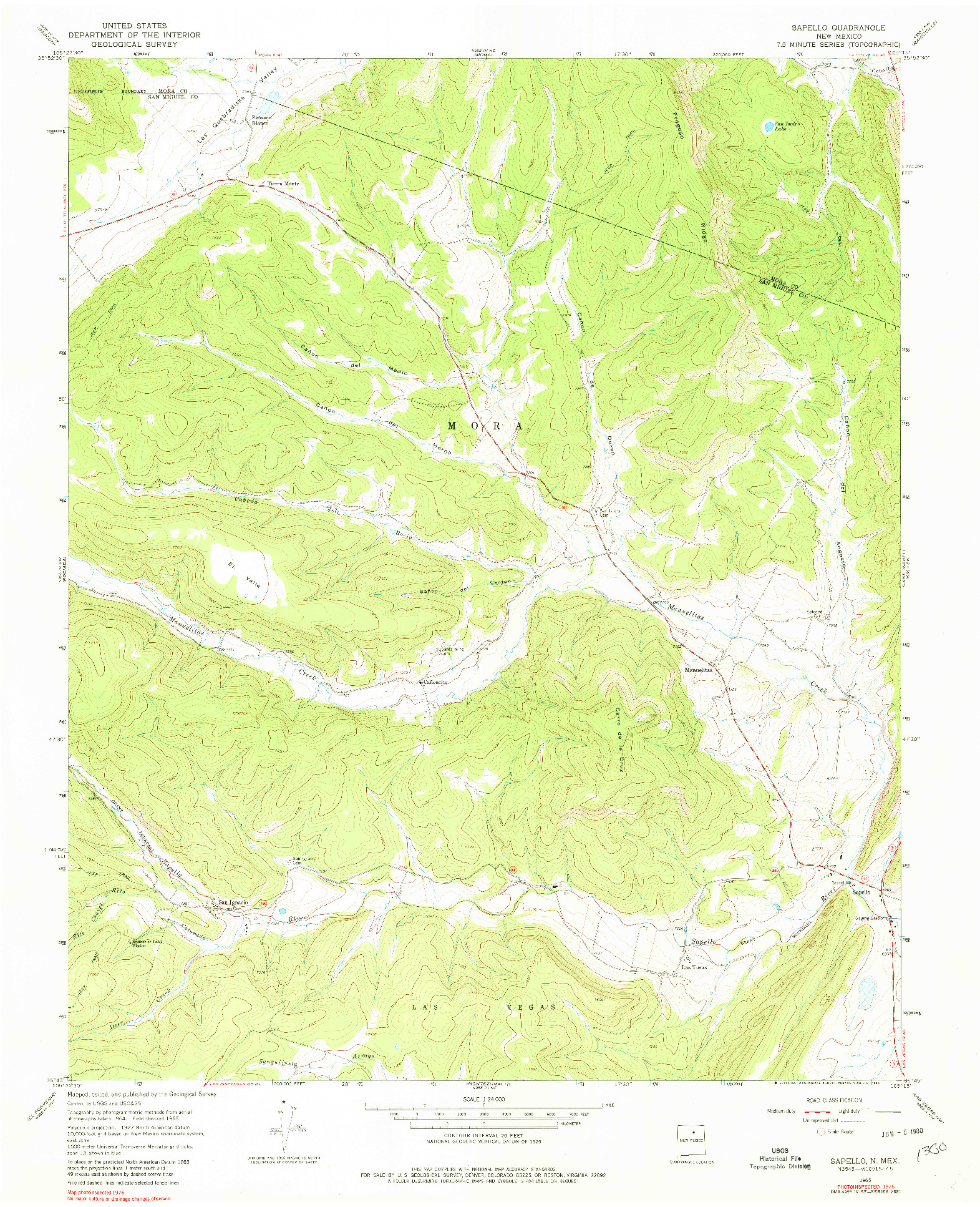 USGS 1:24000-SCALE QUADRANGLE FOR SAPELLO, NM 1965