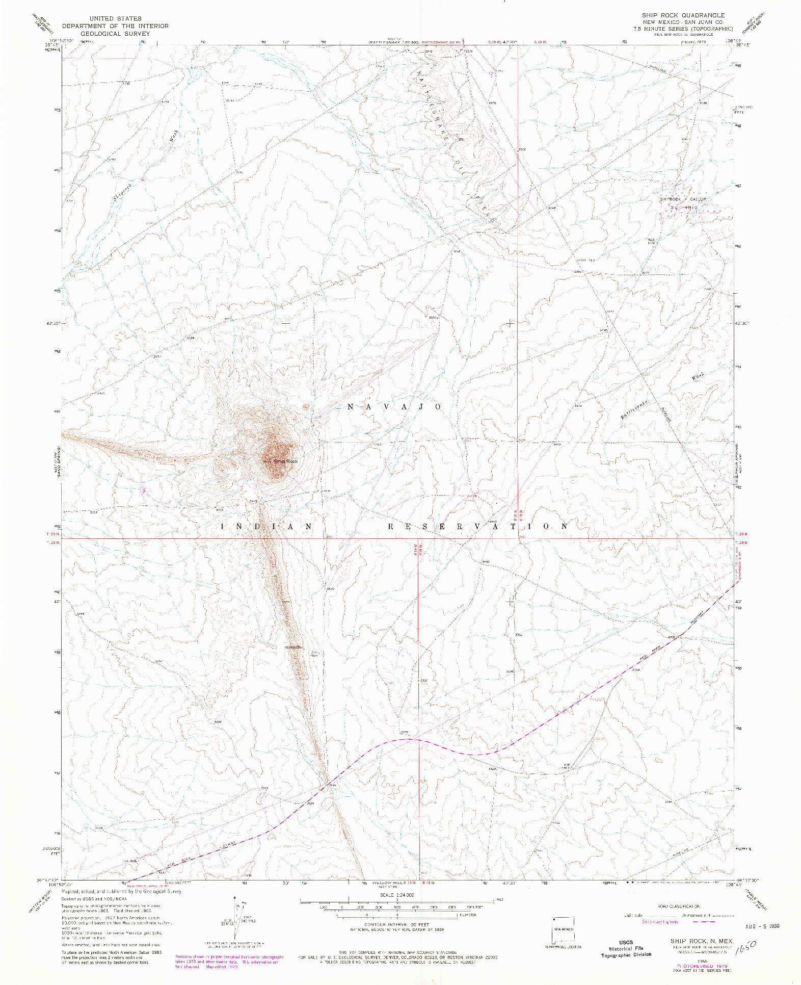 USGS 1:24000-SCALE QUADRANGLE FOR SHIP ROCK, NM 1966