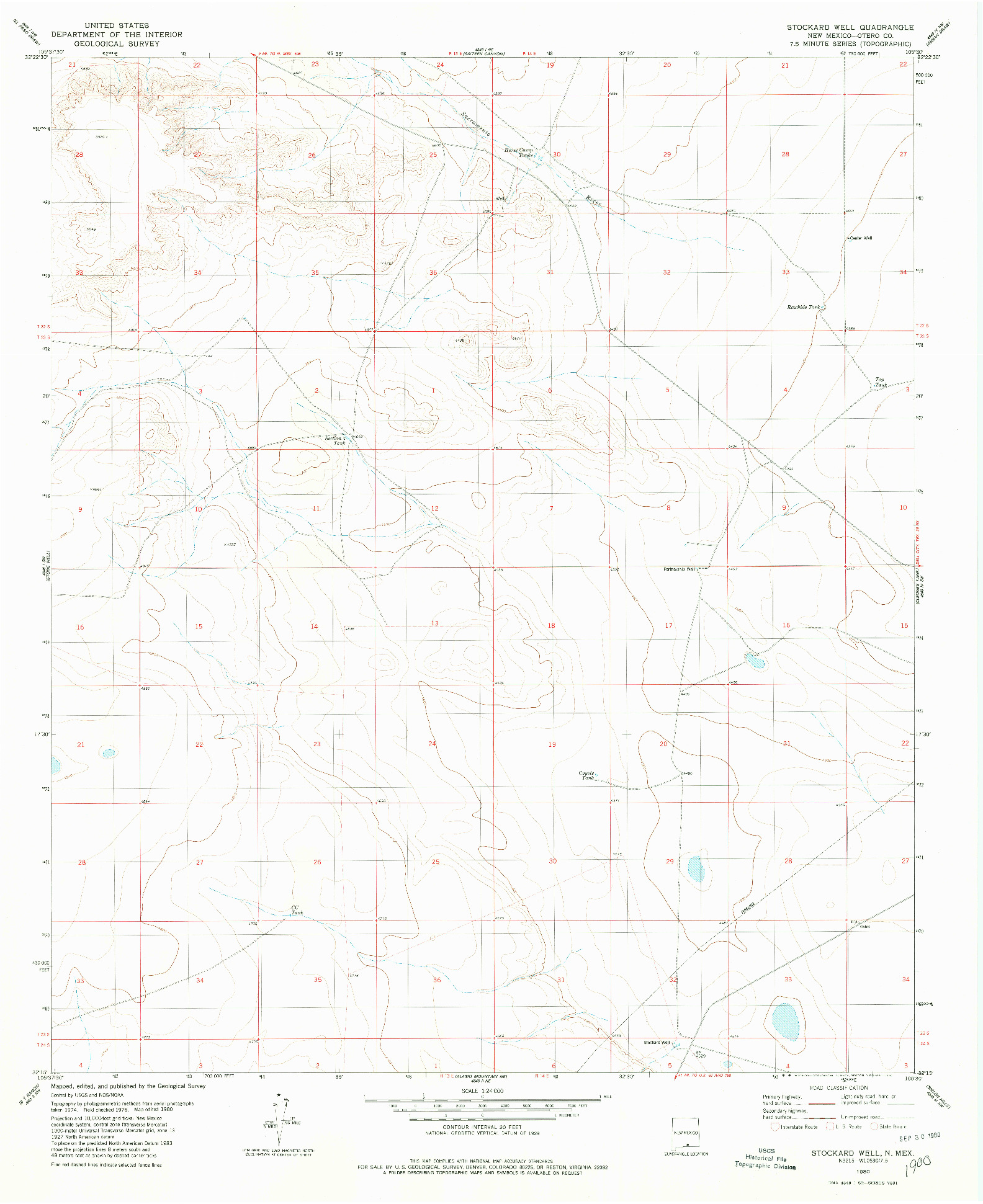 USGS 1:24000-SCALE QUADRANGLE FOR STOCKARD WELL, NM 1980