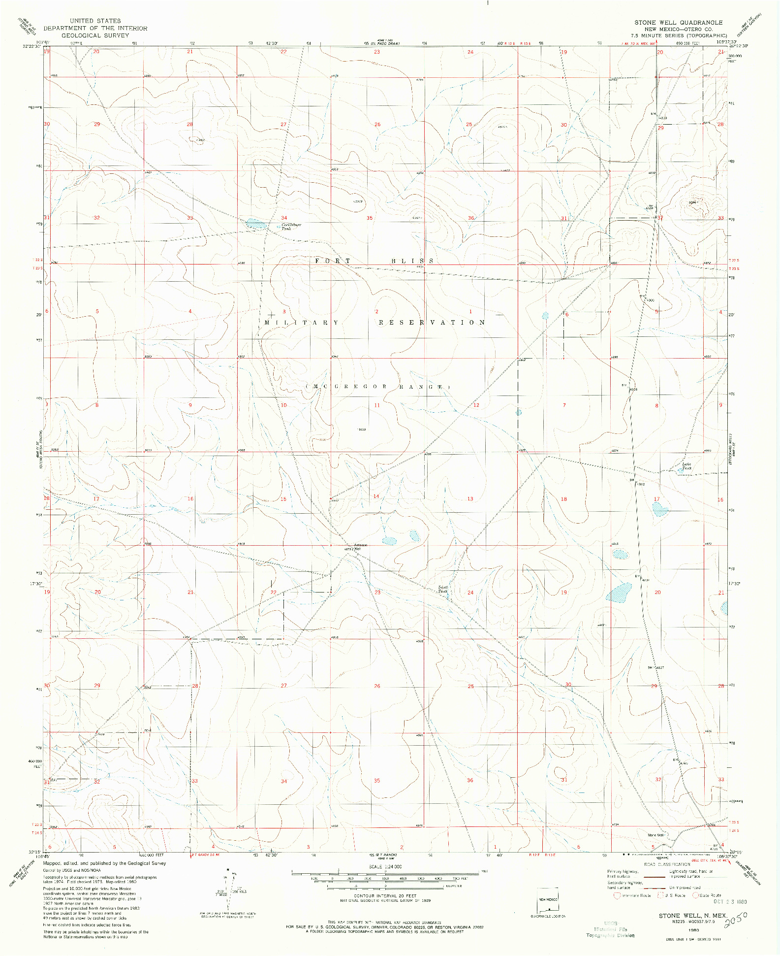 USGS 1:24000-SCALE QUADRANGLE FOR STONE WELL, NM 1980