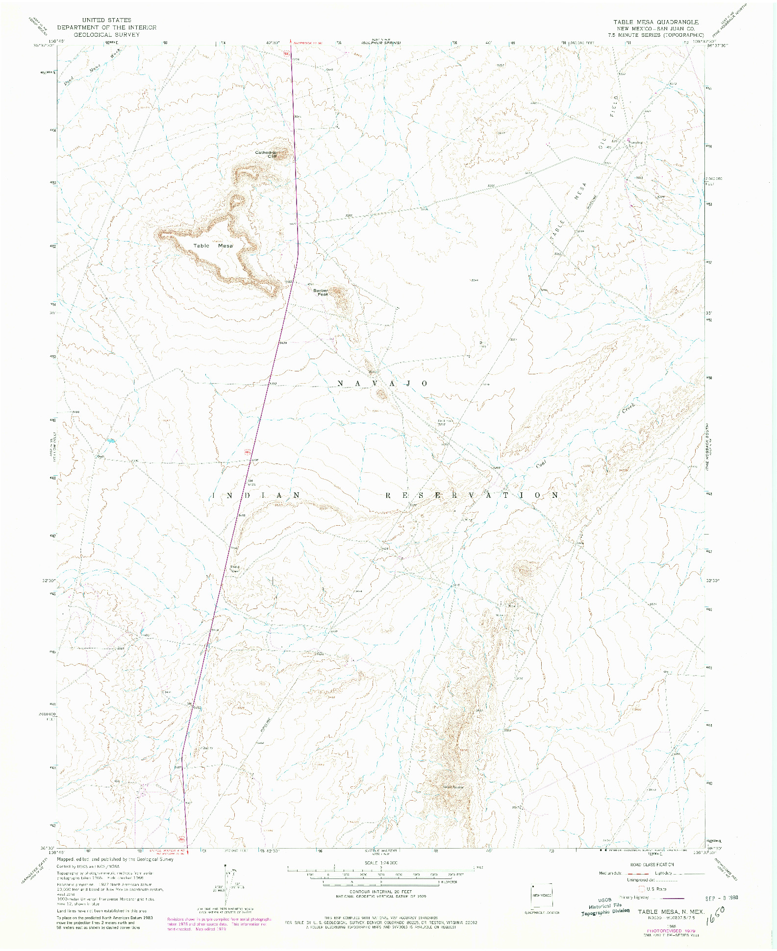 USGS 1:24000-SCALE QUADRANGLE FOR TABLE MESA, NM 1966