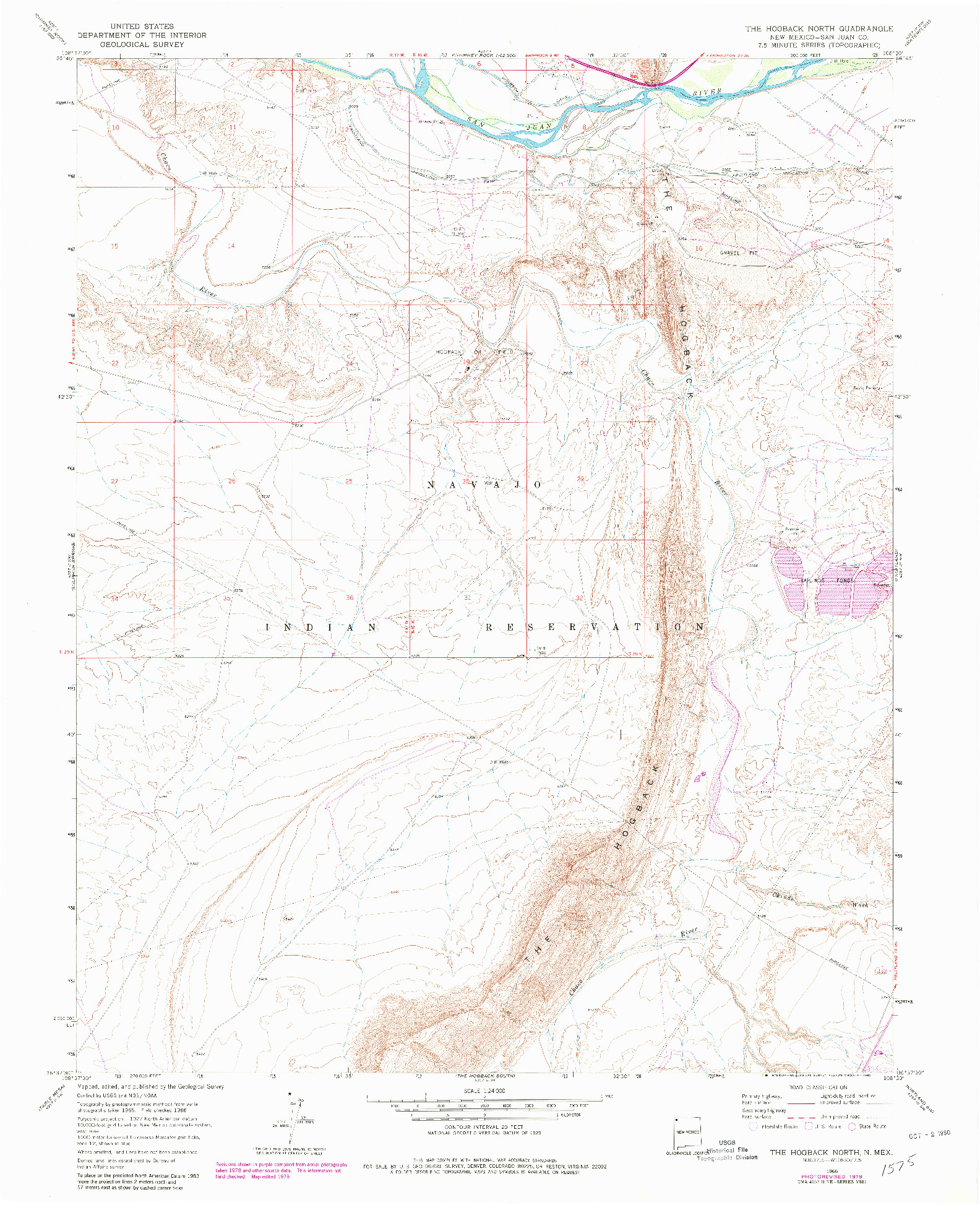 USGS 1:24000-SCALE QUADRANGLE FOR THE HOGBACK NORTH, NM 1966