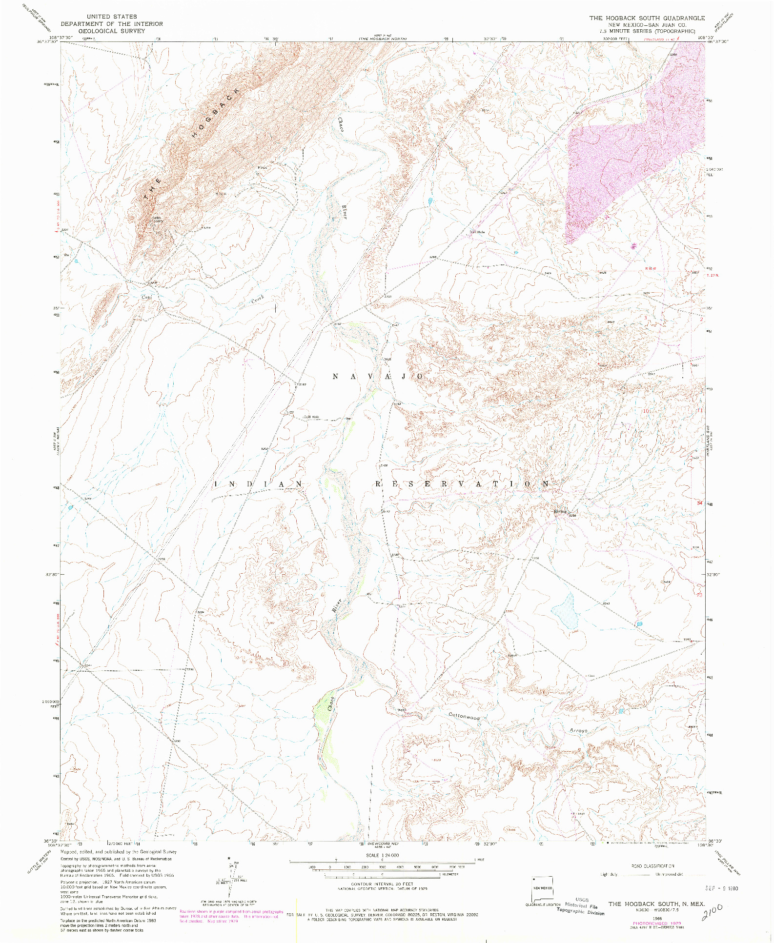 USGS 1:24000-SCALE QUADRANGLE FOR THE HOGBACK SOUTH, NM 1966