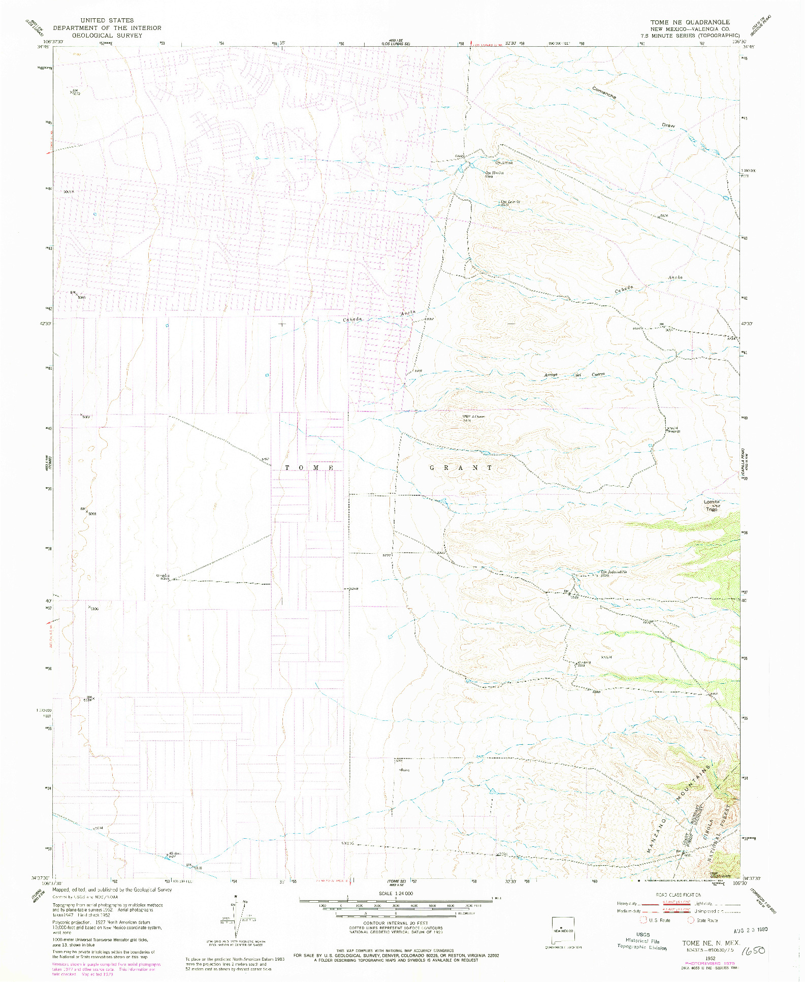 USGS 1:24000-SCALE QUADRANGLE FOR TOME NE, NM 1952