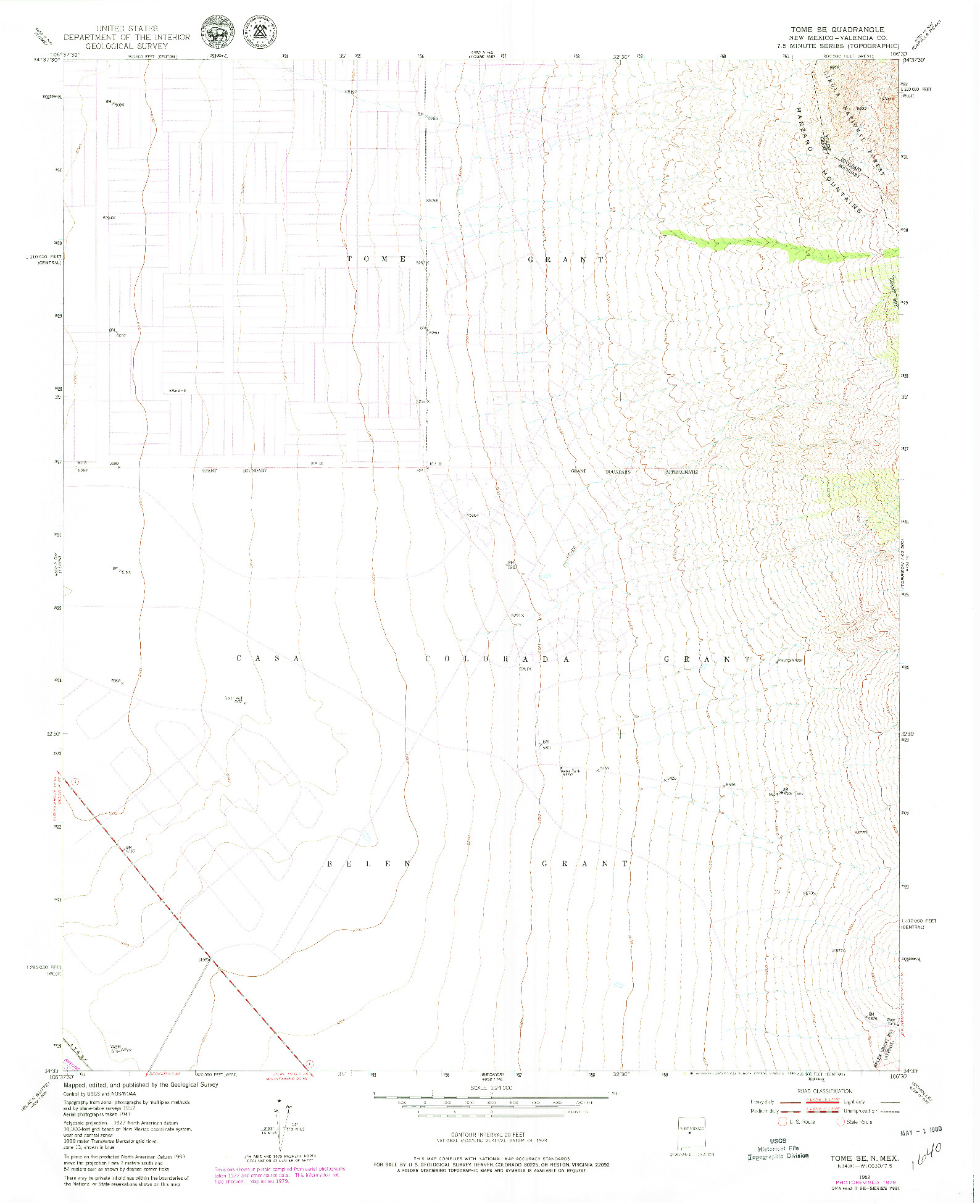 USGS 1:24000-SCALE QUADRANGLE FOR TOME SE, NM 1952