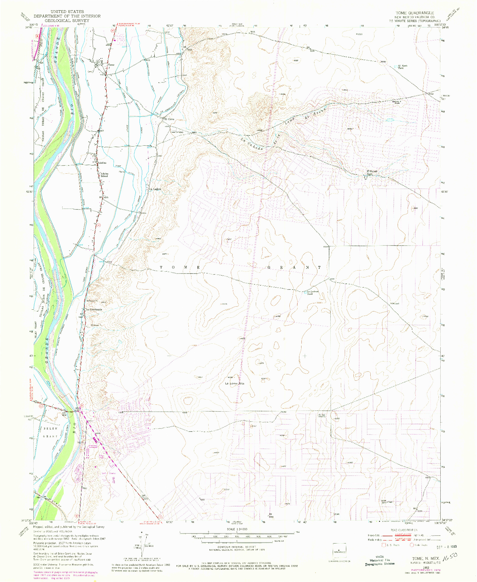 USGS 1:24000-SCALE QUADRANGLE FOR TOME, NM 1952