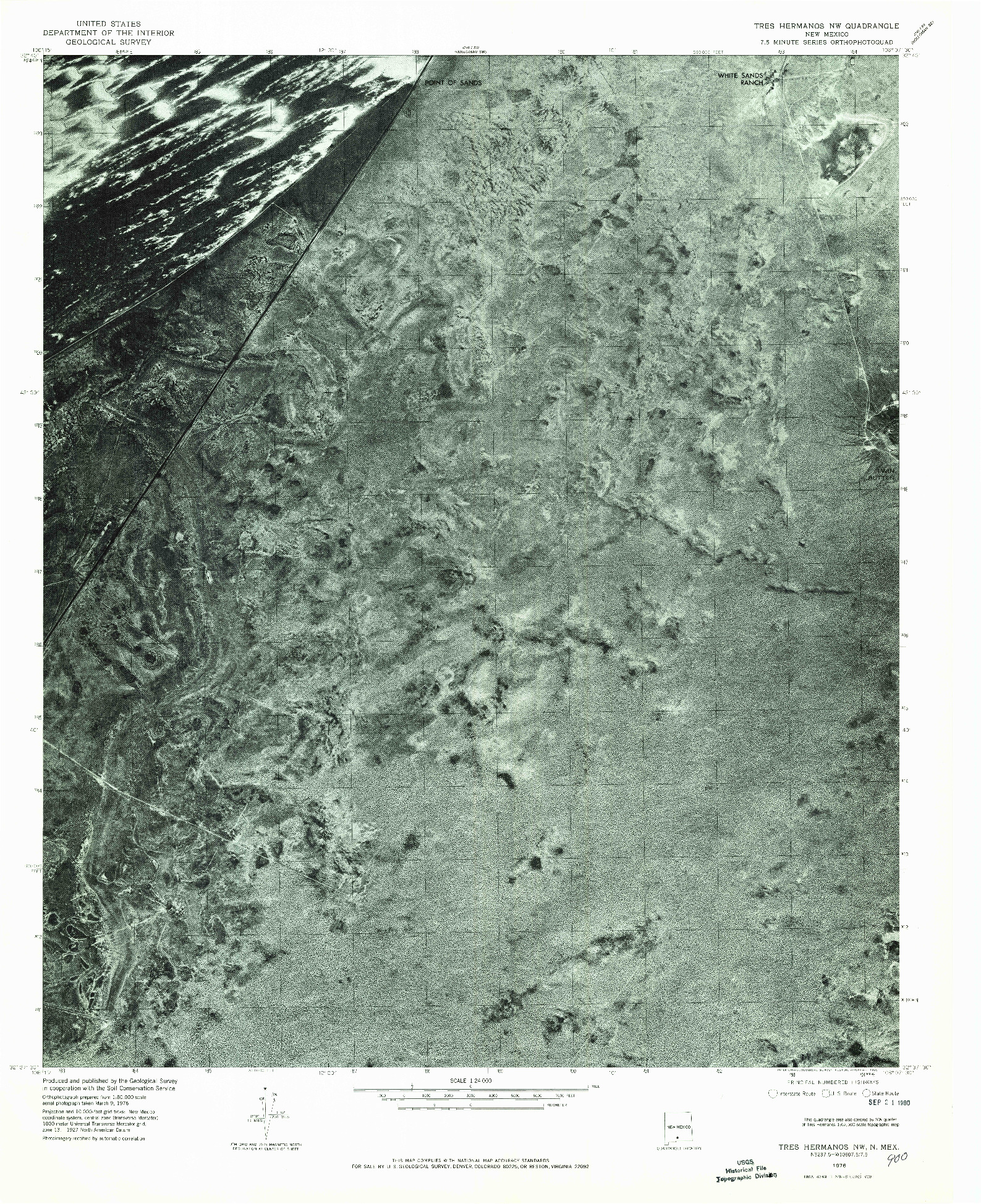 USGS 1:24000-SCALE QUADRANGLE FOR TRES HERMANOS NW, NM 1976