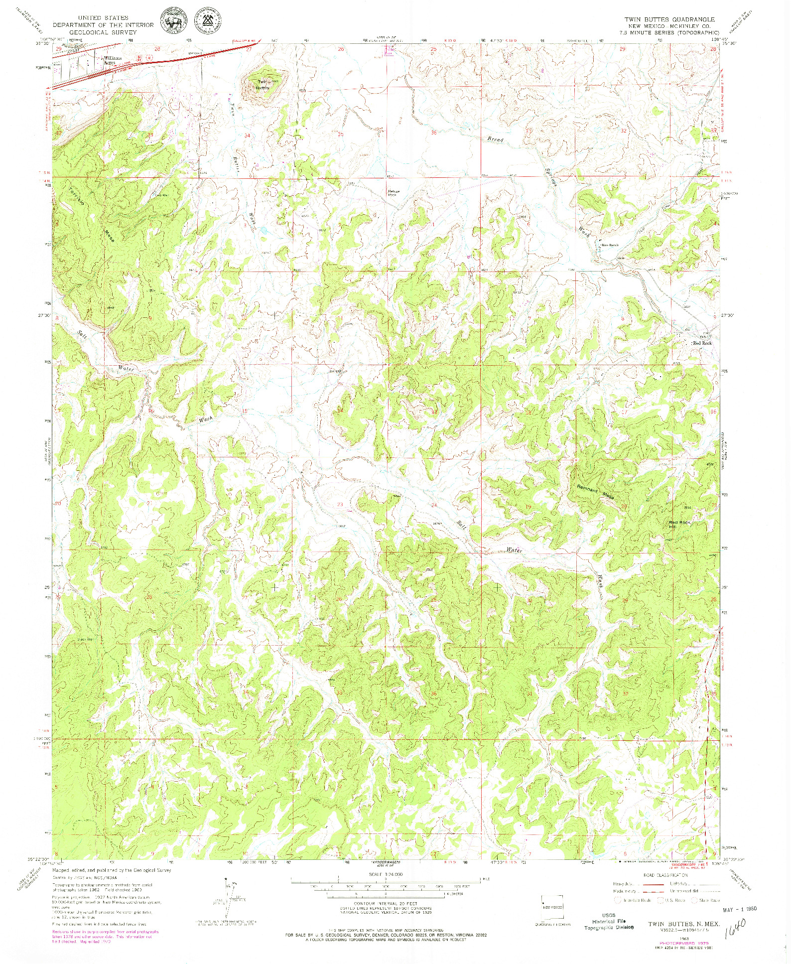 USGS 1:24000-SCALE QUADRANGLE FOR TWIN BUTTES, NM 1963