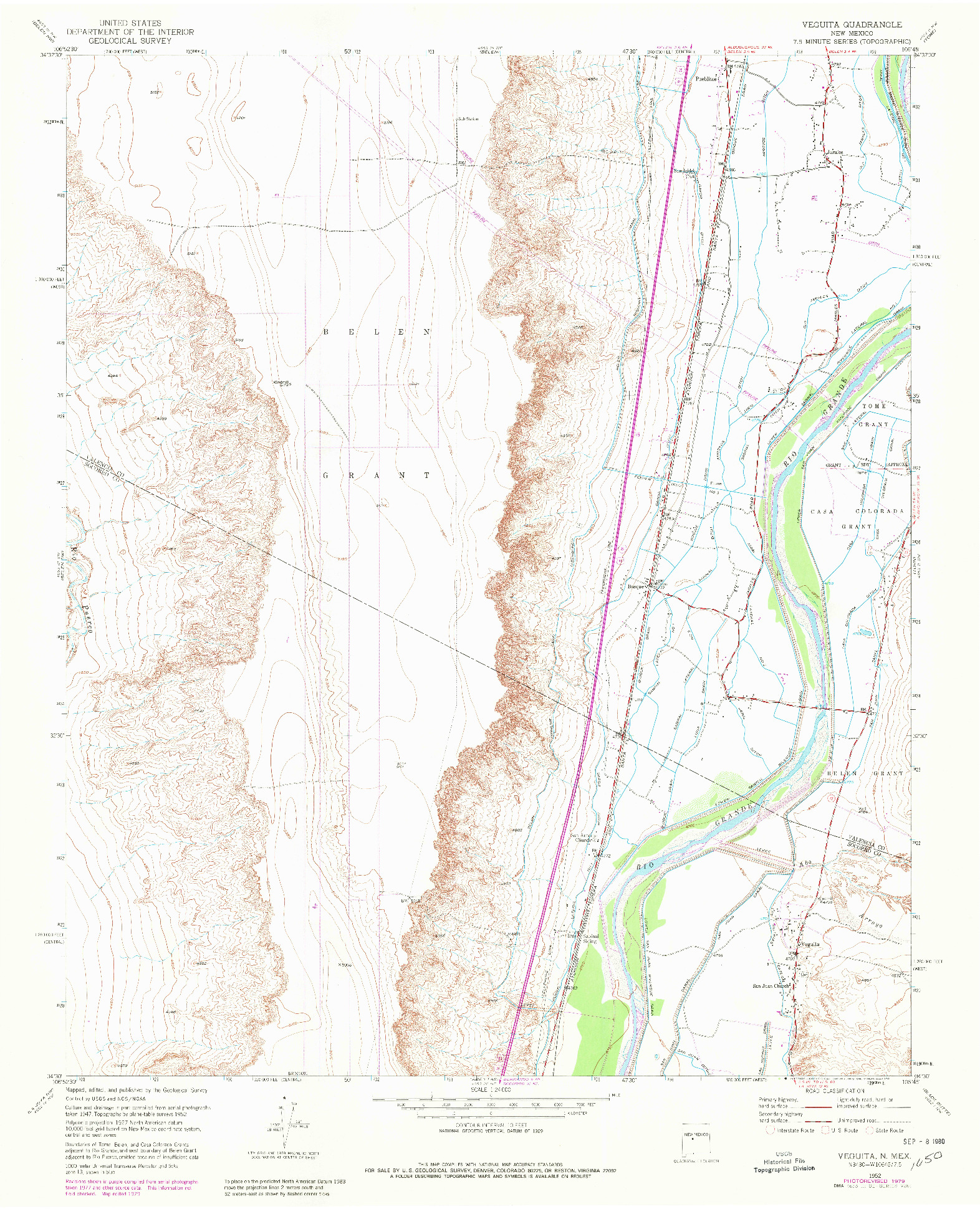 USGS 1:24000-SCALE QUADRANGLE FOR VEGUITA, NM 1952