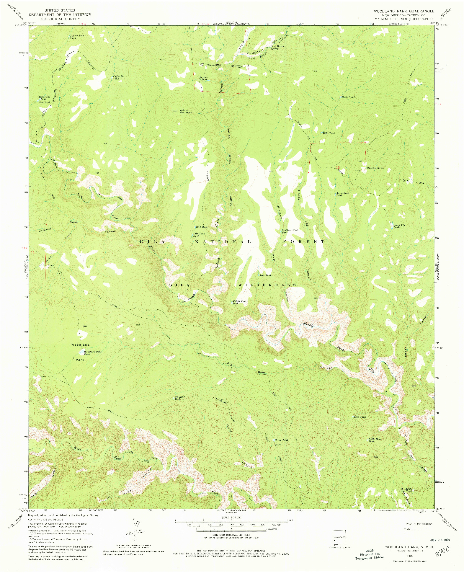 USGS 1:24000-SCALE QUADRANGLE FOR WOODLAND PARK, NM 1965