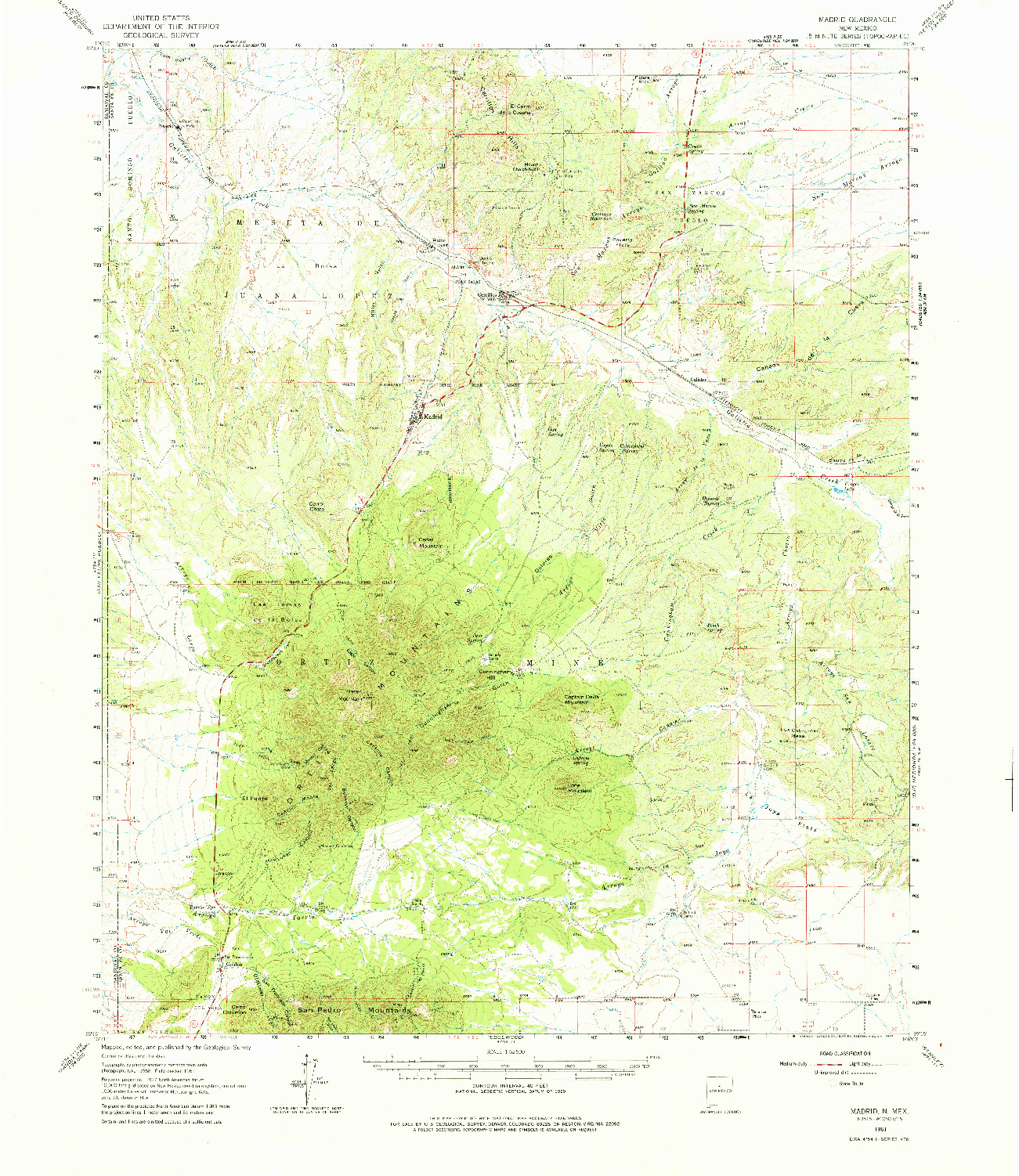 USGS 1:62500-SCALE QUADRANGLE FOR MADRID, NM 1961