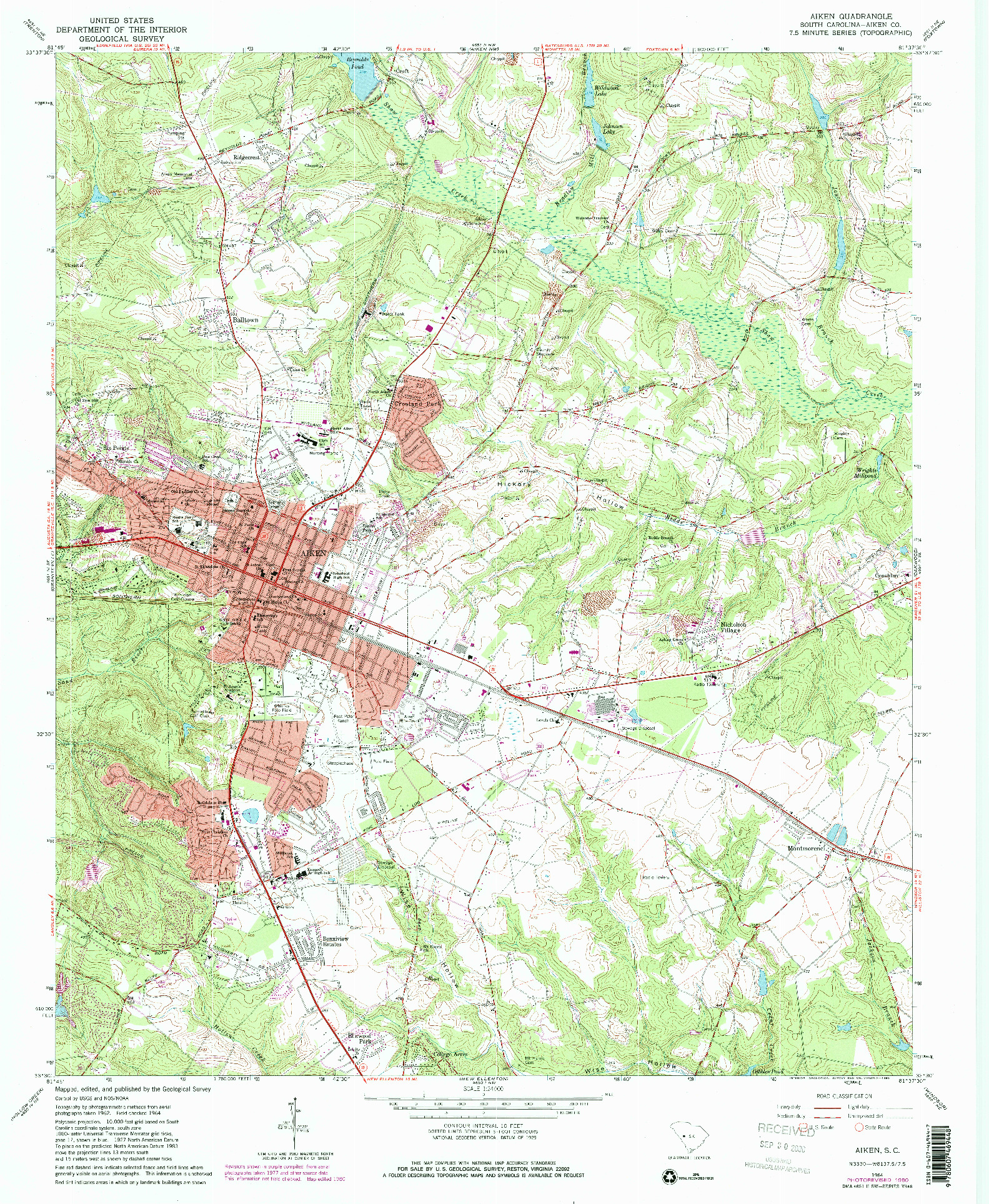 USGS 1:24000-SCALE QUADRANGLE FOR AIKEN, SC 1964