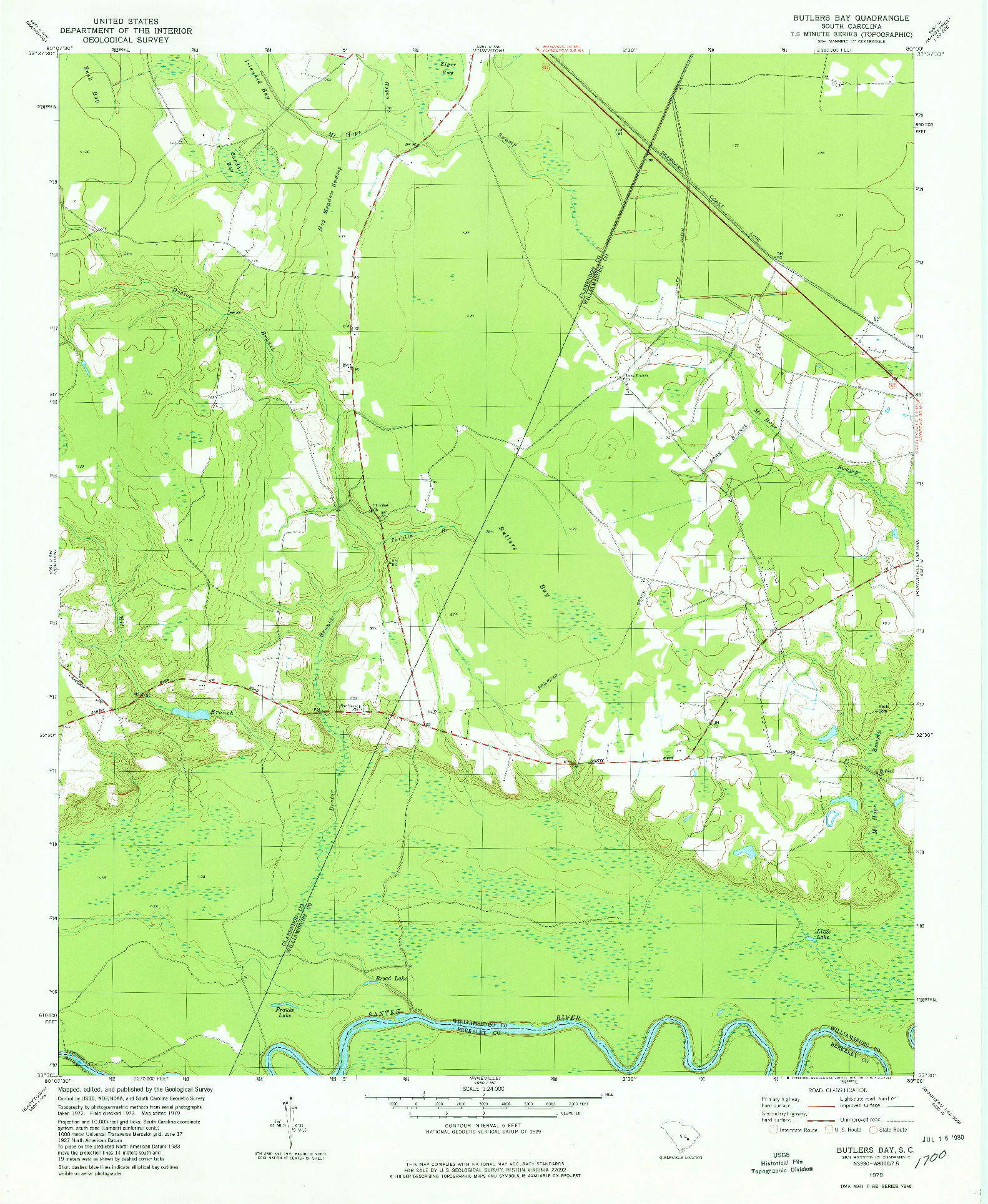 USGS 1:24000-SCALE QUADRANGLE FOR BUTLERS BAY, SC 1979