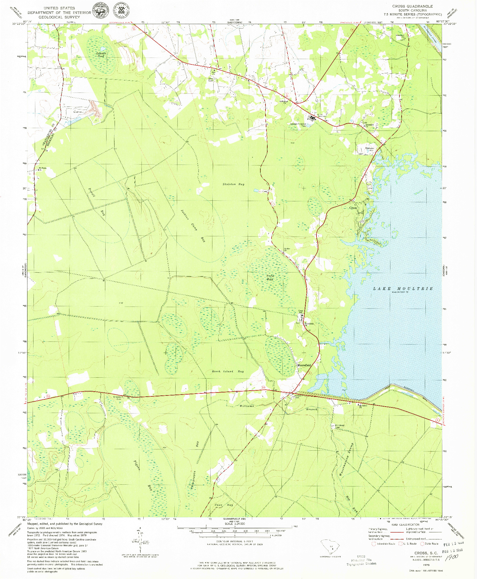 USGS 1:24000-SCALE QUADRANGLE FOR CROSS, SC 1979