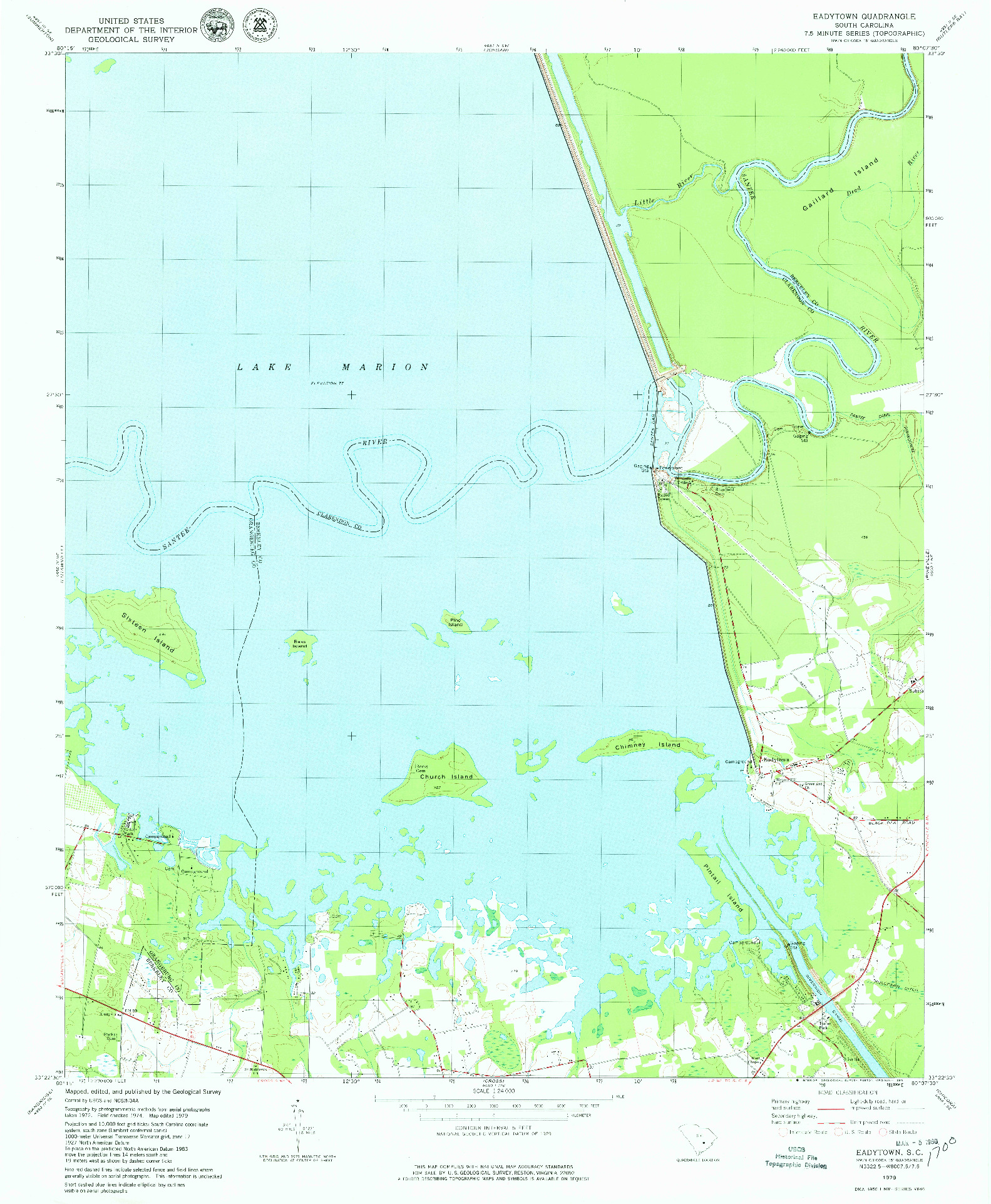 USGS 1:24000-SCALE QUADRANGLE FOR EADYTOWN, SC 1979