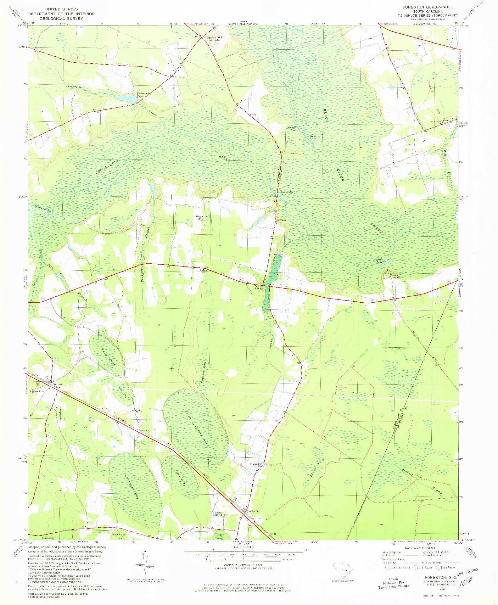 USGS 1:24000-SCALE QUADRANGLE FOR FORESTON, SC 1979