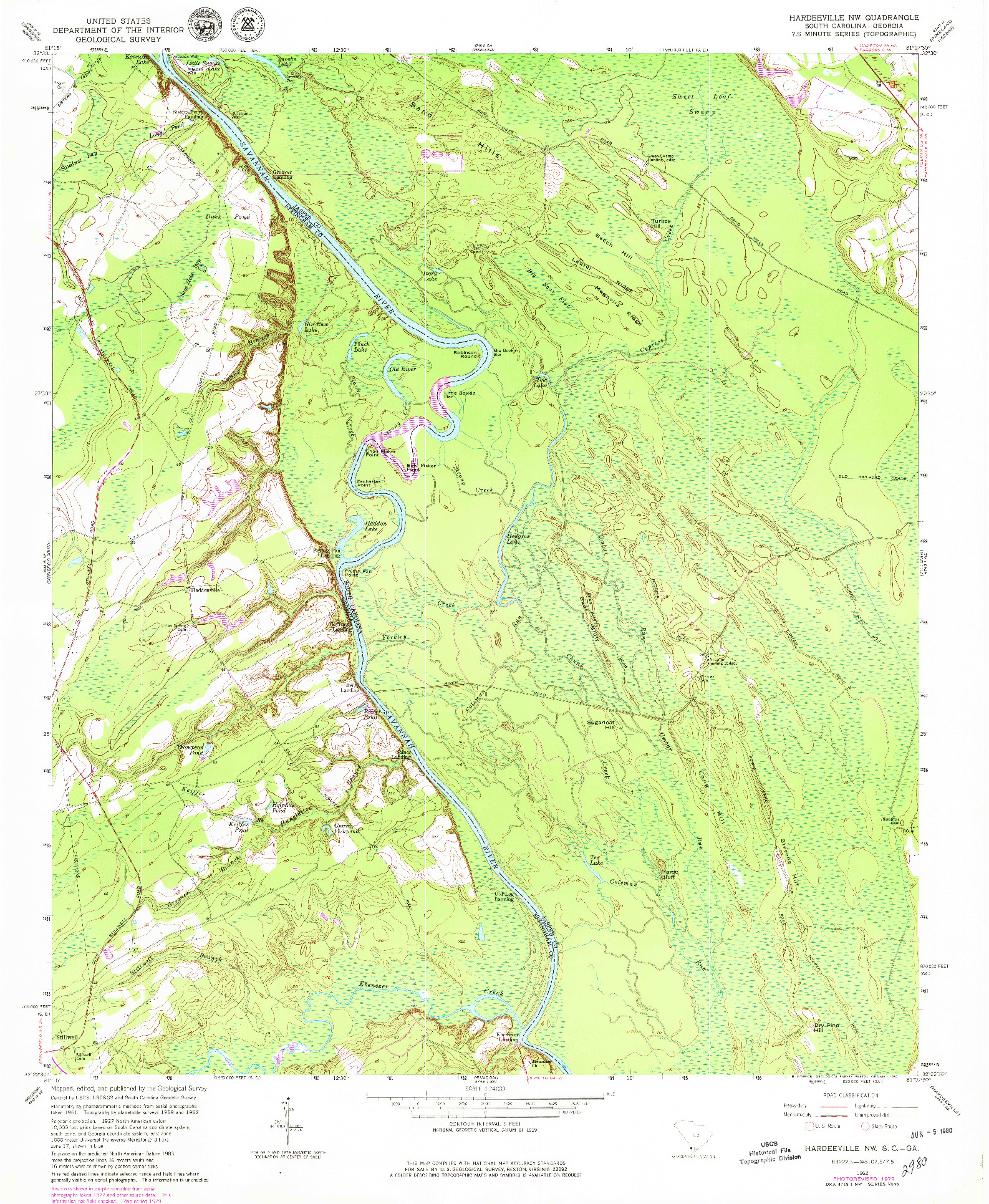 USGS 1:24000-SCALE QUADRANGLE FOR HARDEEVILLE NW, SC 1962