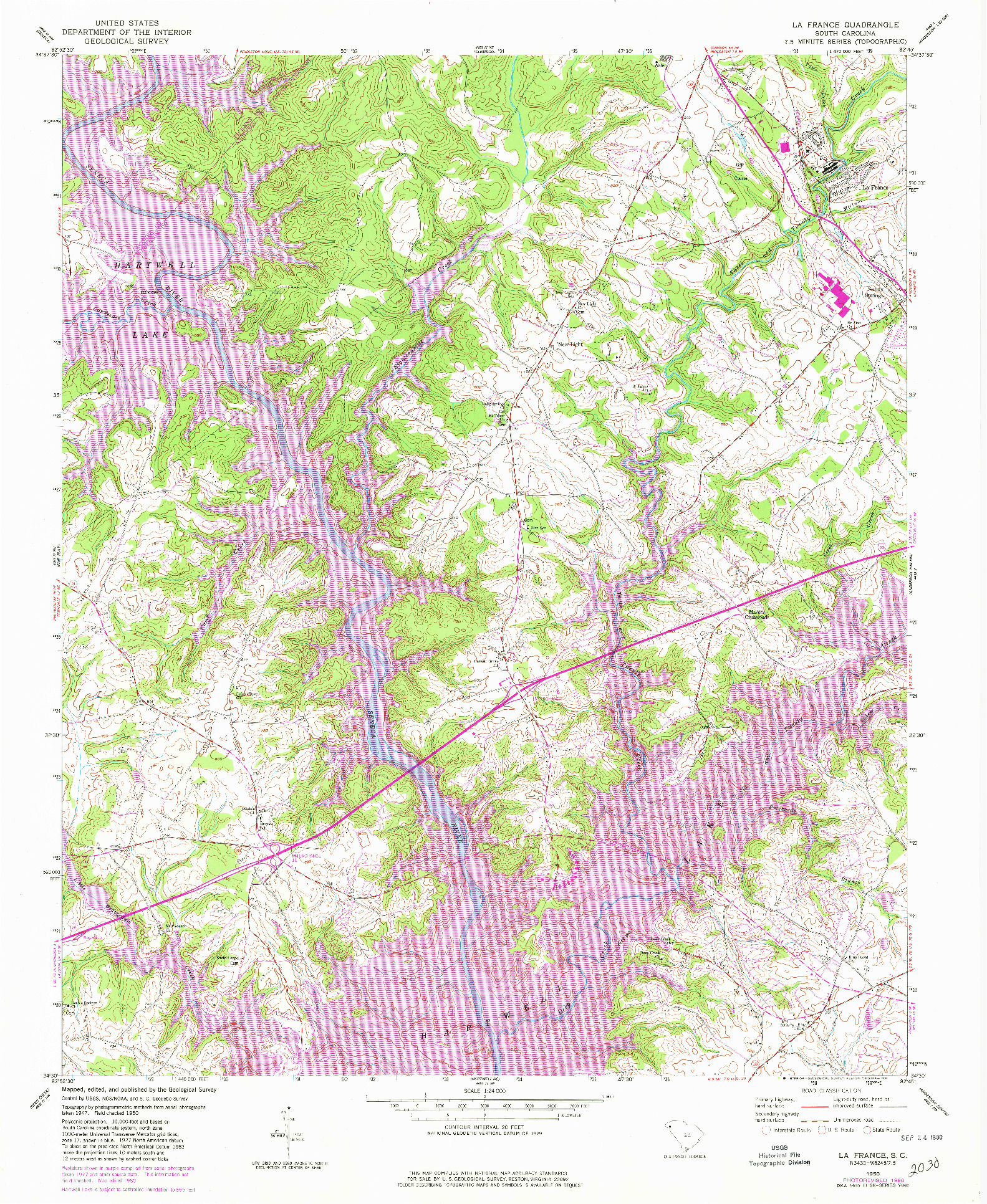 USGS 1:24000-SCALE QUADRANGLE FOR LA FRANCE, SC 1950