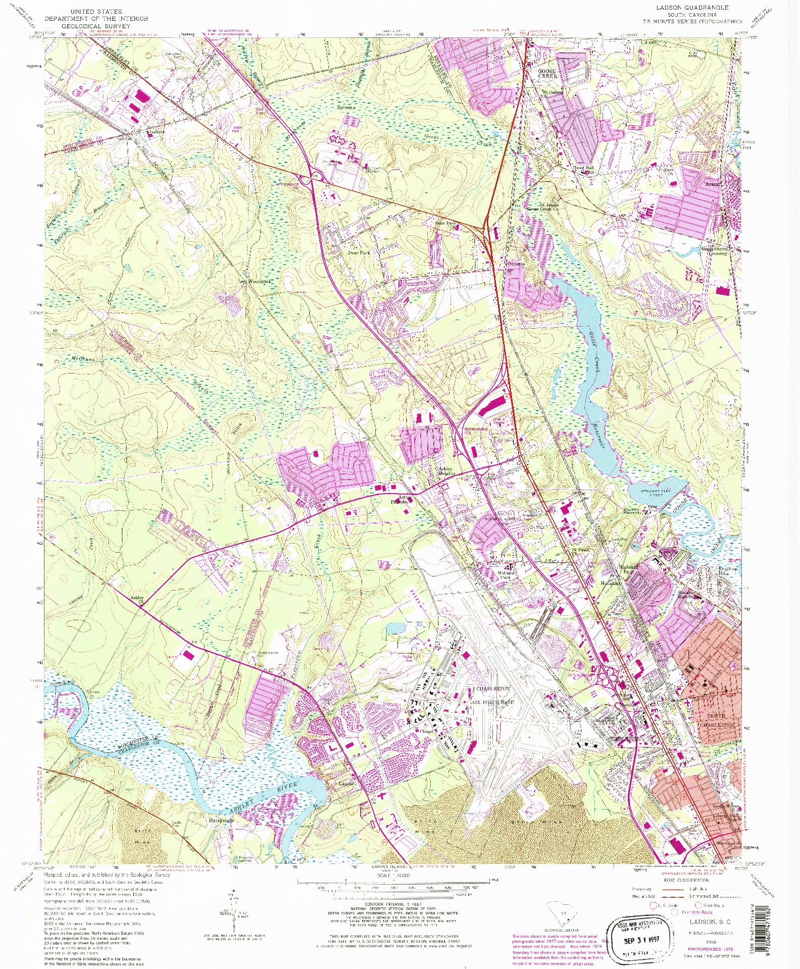 USGS 1:24000-SCALE QUADRANGLE FOR LADSON, SC 1958