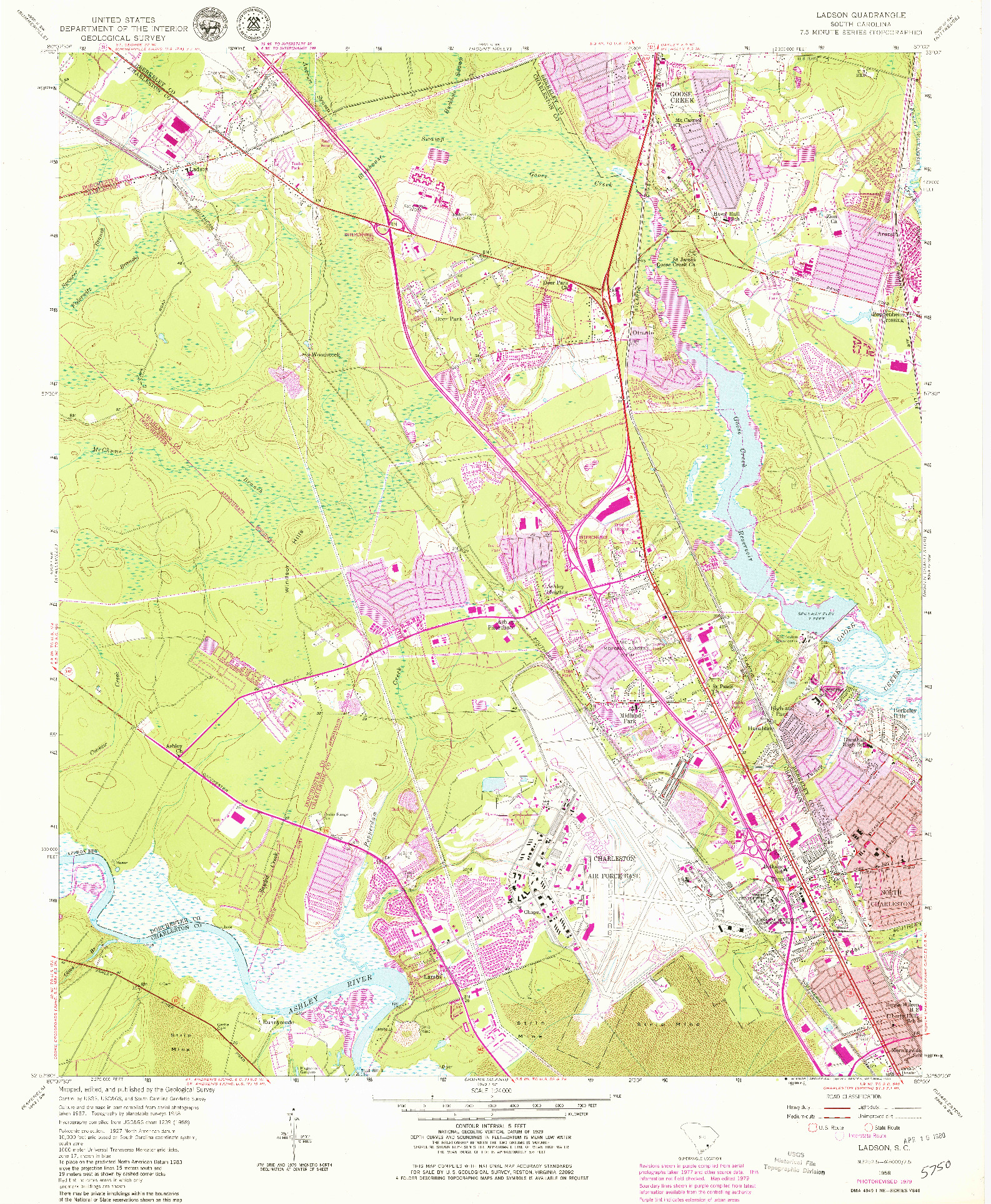 USGS 1:24000-SCALE QUADRANGLE FOR LADSON, SC 1958