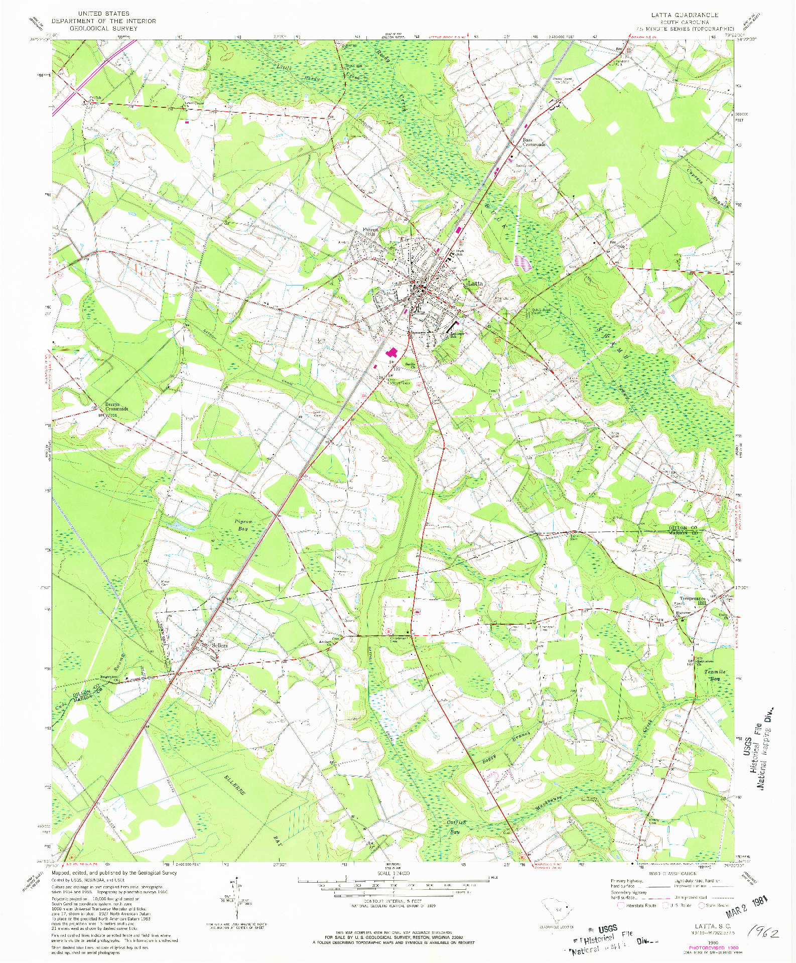 USGS 1:24000-SCALE QUADRANGLE FOR LATTA, SC 1960