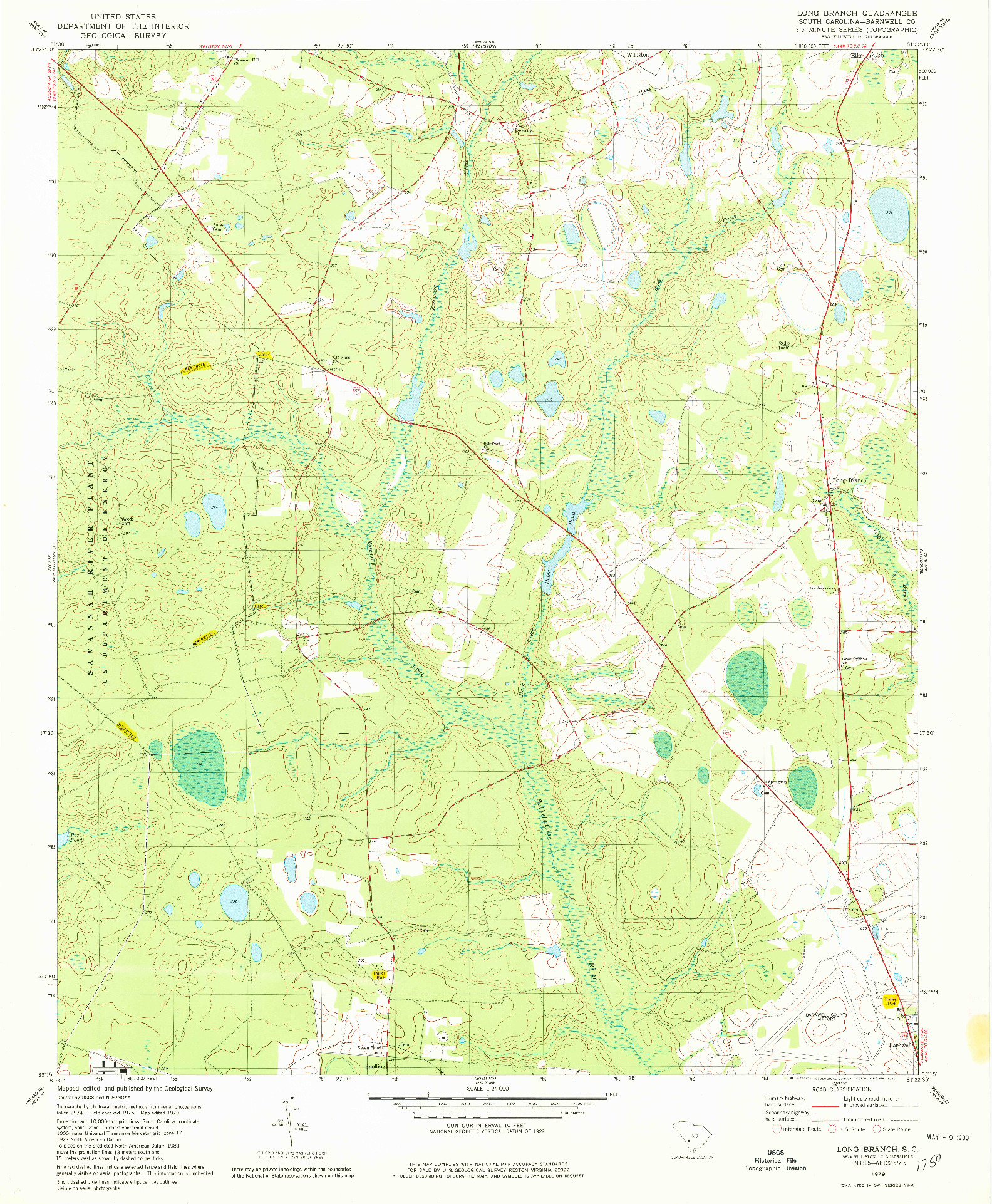 USGS 1:24000-SCALE QUADRANGLE FOR LONG BRANCH, SC 1979