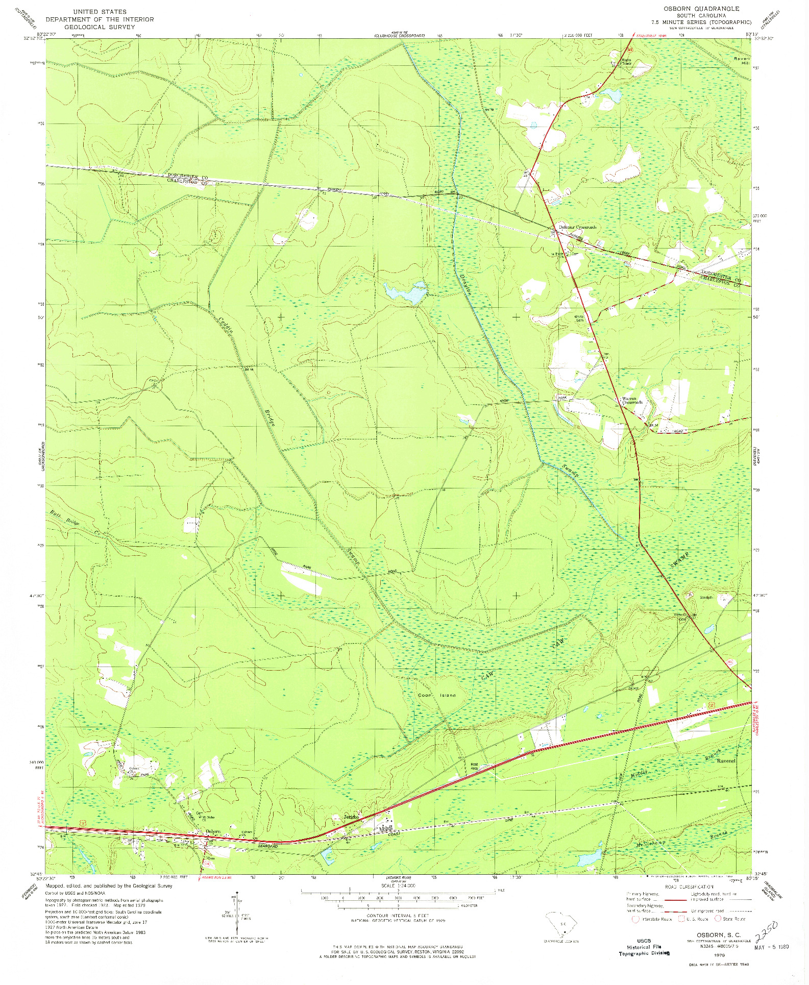 USGS 1:24000-SCALE QUADRANGLE FOR OSBORN, SC 1979