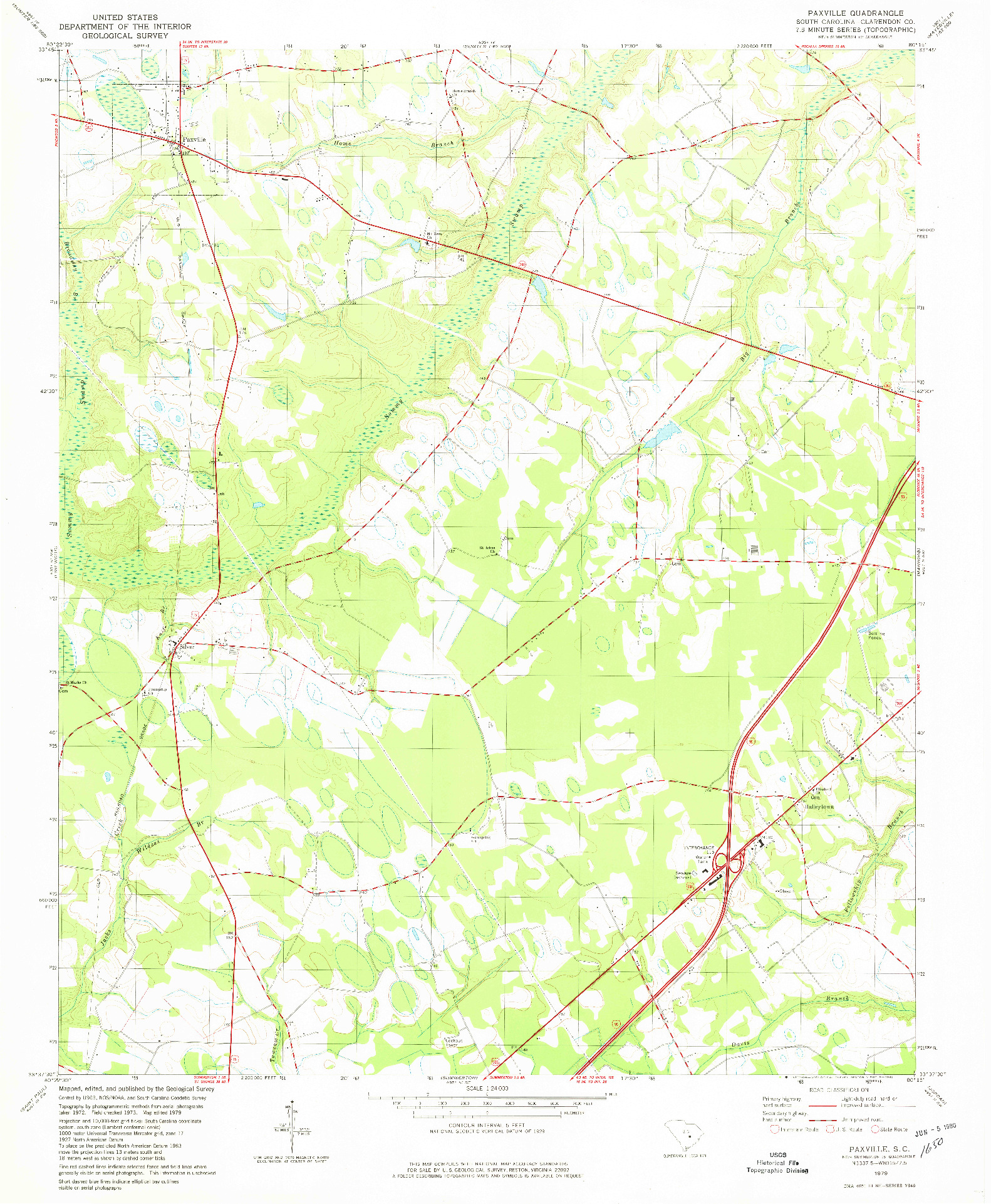 USGS 1:24000-SCALE QUADRANGLE FOR PAXVILLE, SC 1979